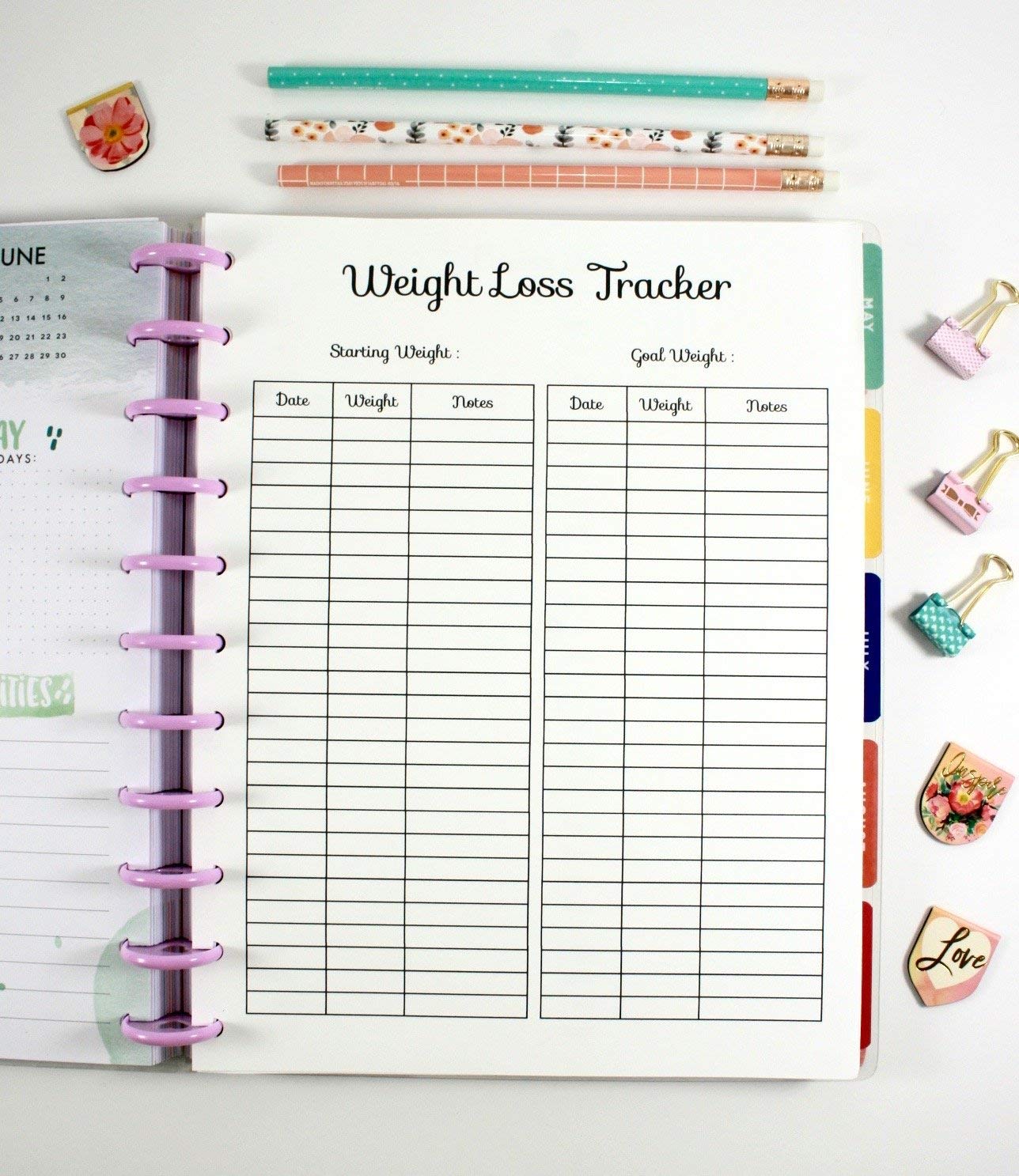 11-Disc Big Happy Planner Weight Loss Tracker Inserts - Pre-Punched Nutrition & Diet Planner for Healthy Lifestyle | Perfect for Meal Planning, Fitness Tracking & Weight Management