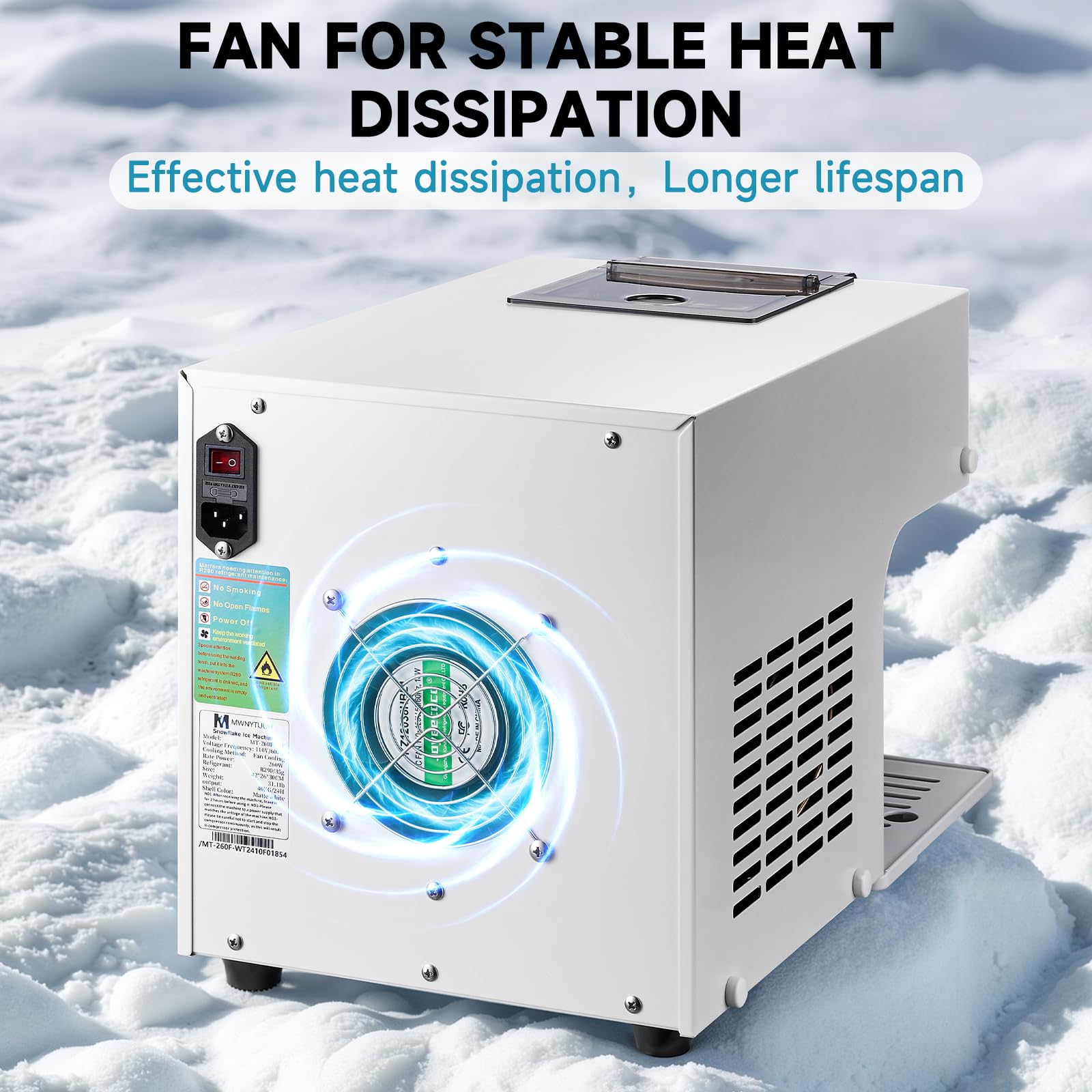 260W Snowflake Ice Maker Machine - Fast Cooling, Food-Grade Stainless Steel Shaved Ice Machine for Kids & Homemade Ice Cream - Perfect for Parties, Home Use & Summer Treats
