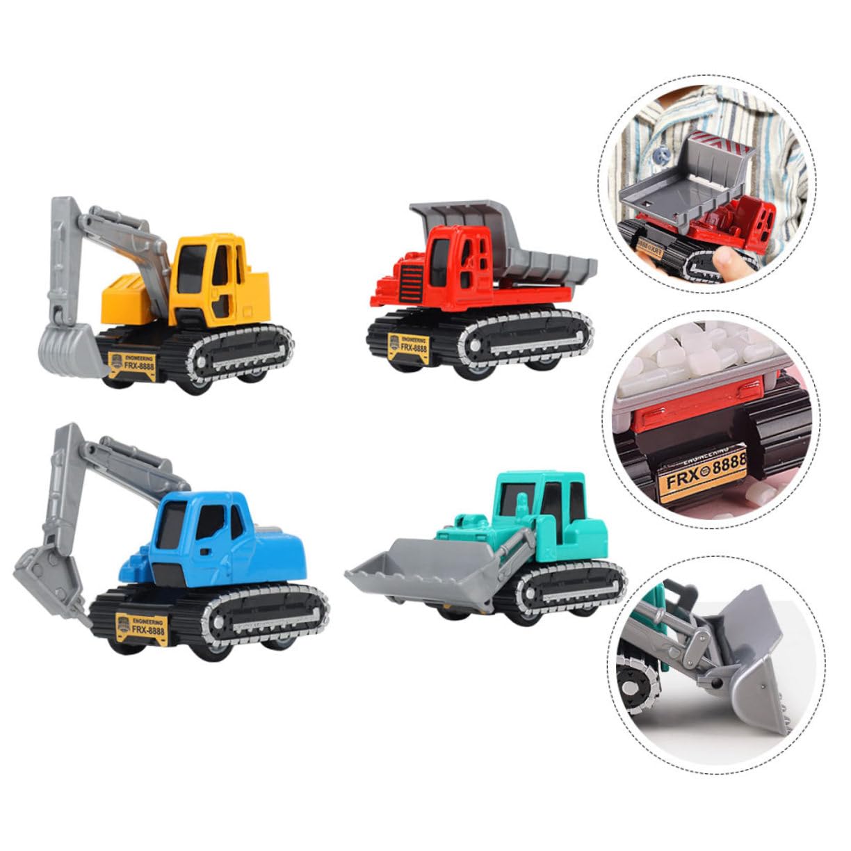 PHENOFICE 4-Piece Alloy Excavator Toy Set - Construction Vehicle Pull Toys for Kids, Durable Engineering Truck & Tractor Toys - Perfect for Sandbox Play, Birthday Gifts & Pretend Play Scenarios