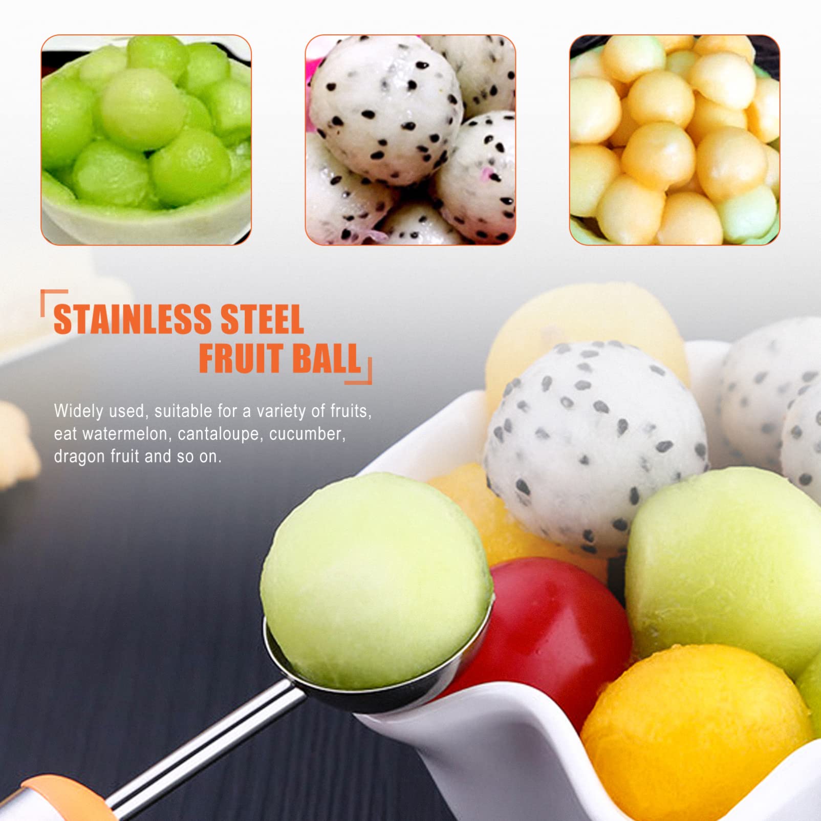 6pcs Stainless Steel Ice Cream & Melon Baller Set - Food Carving Tools for Fruit, Desserts & Ice Cream Scooping - Perfect for Parties, Catering & Home Kitchen Use