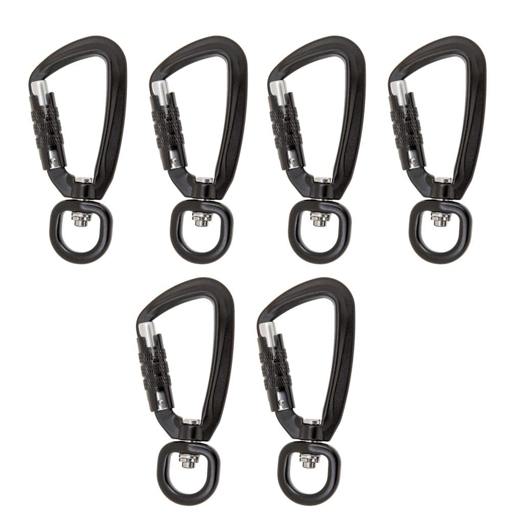 Self Locking Carabiner Clip - Heavy Duty D-Ring Keychain Hook with Rotating Ring for Outdoor Hiking, Camping, Hammock, Backpack, Gear Organization (2 Pack)