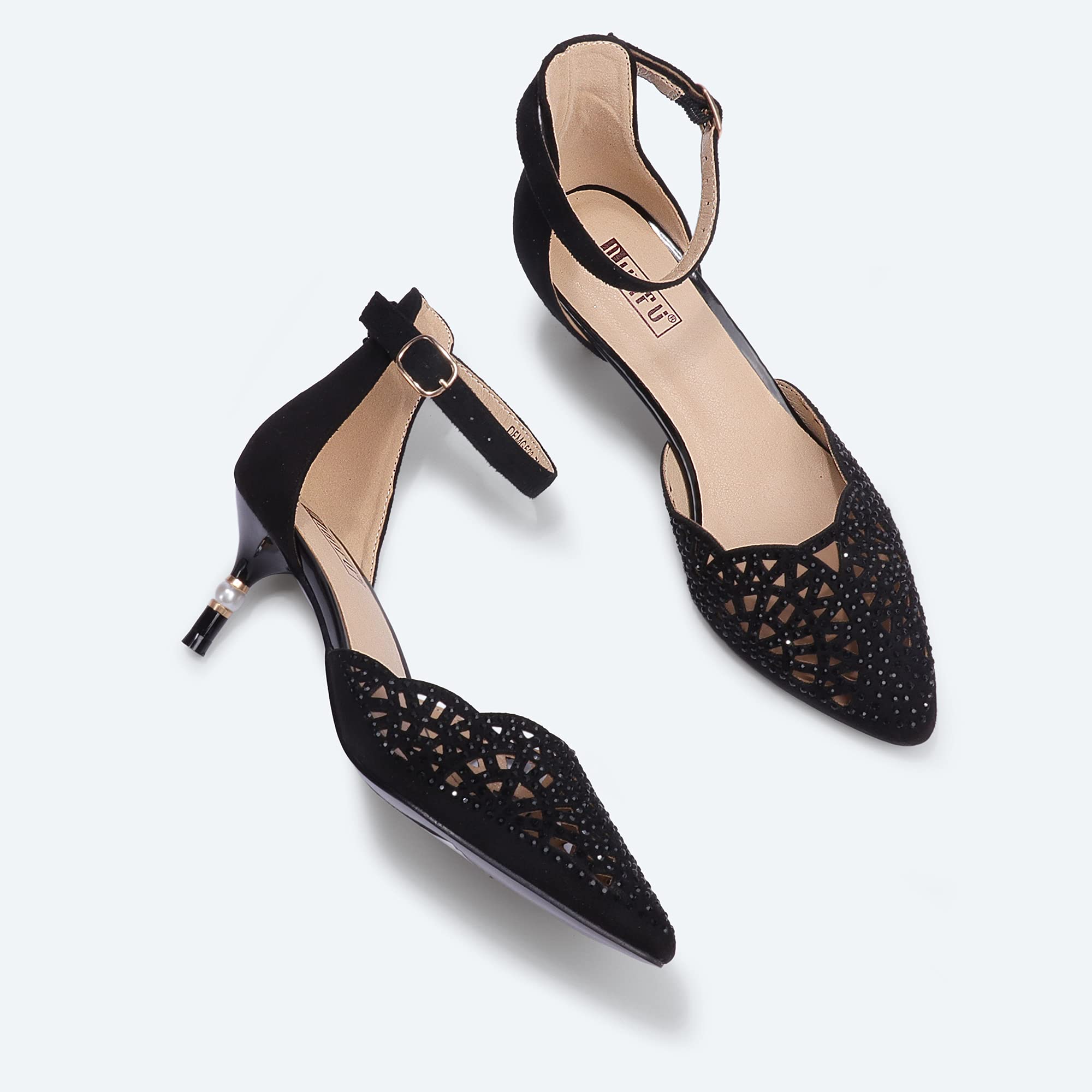 IDIFU Women's Rhinestone Sequins Kitten Heel Pumps - Elegant Wedding & Evening Dress Shoes for Bride, Bridesmaid, Prom, Party | Comfortable Low Heels for Special Occasions