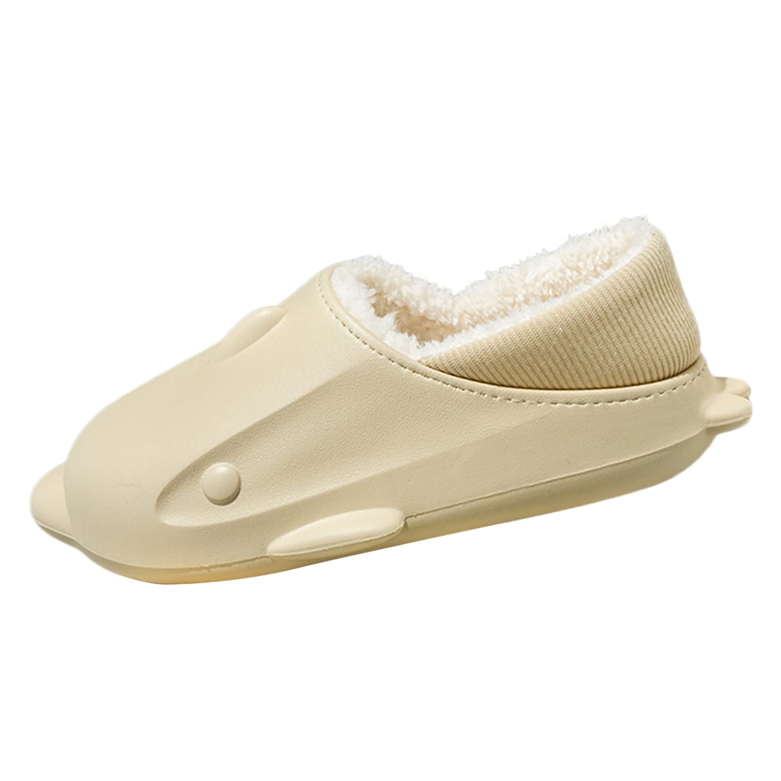 **YSJZBS Men's Waterproof Leather Slippers – Winter Cartoon Dolphin Design, Non-Slip Thick Sole for Indoor & Home Use – Comfortable & Warm White Tall Slippers**    *(Perfect for Cozy Evenings, Housewarming Gifts, and Relaxing at Home!)*