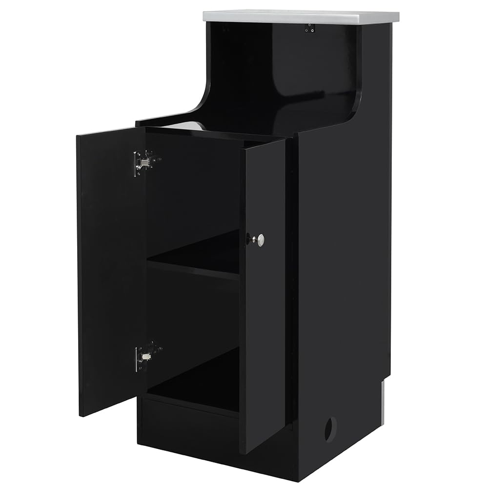 Modern Reception Desk with LED Lights & Storage Cabinet - Elegant Janus Style for Office Lobby, Hotel Front Desk & Corporate Waiting Areas