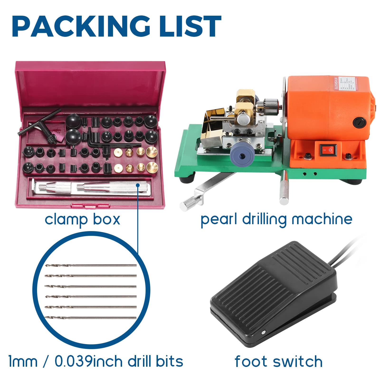 BAOSHISHAN 480W High-Power Pearl Drilling Machine for Jewelry Making - Efficient Pearl Holing Tool with 110V for DIY Crafts, Beading & Professional Jewelry Design