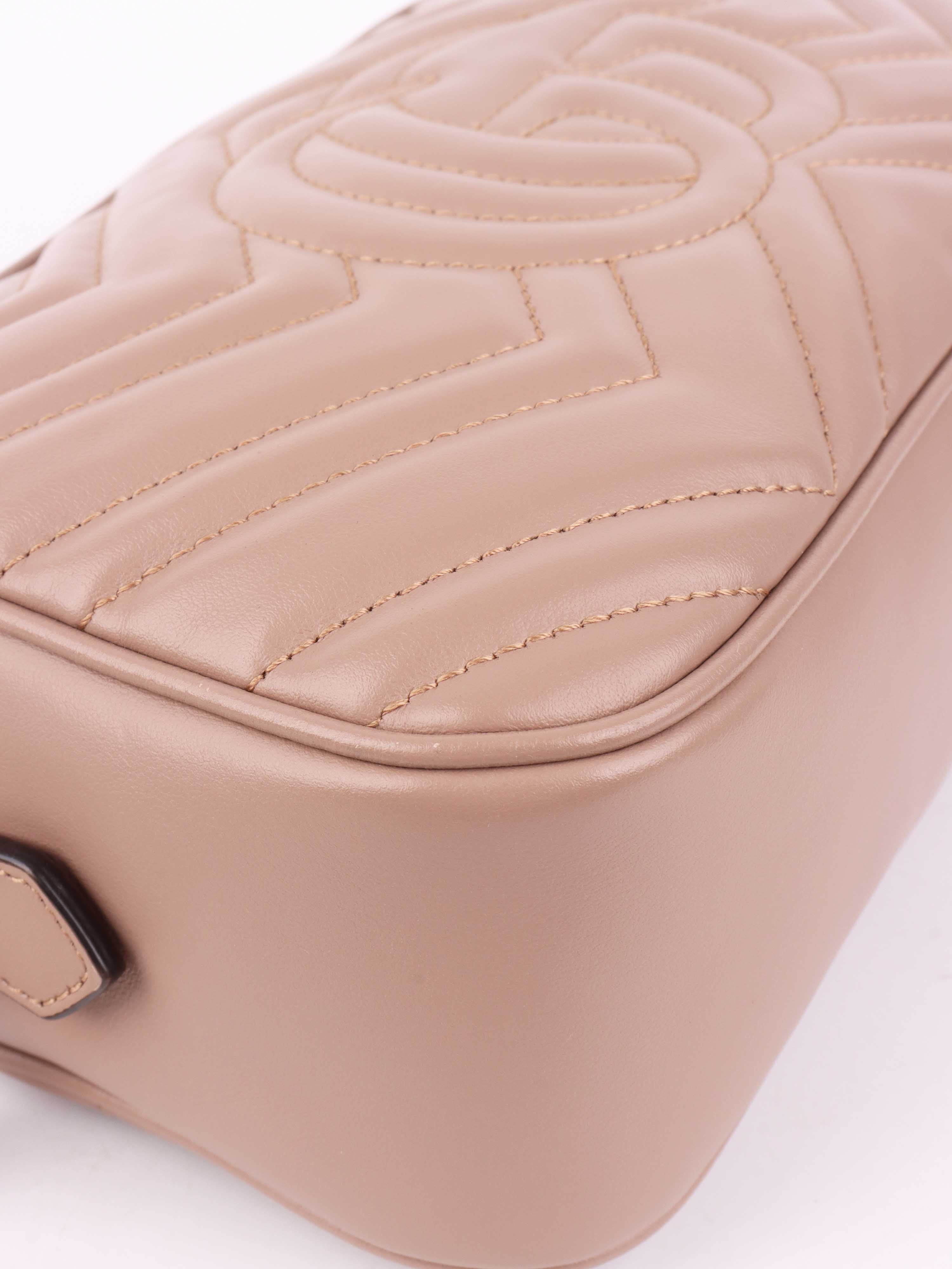 Gucci Small Beige Marmont Shoulder Bag for Women - Genuine Leather Crossbody Purse with Gold Chain, Perfect for Date Night & Evening Events