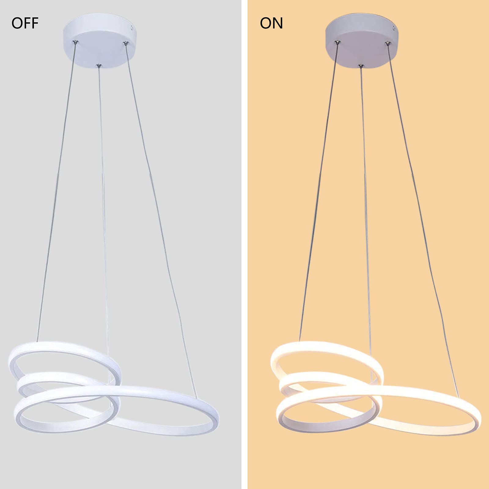 Modern LED Chandelier Ceiling Light - Adjustable Round Hanging Lamp with Unique Design for Bedroom, Living Room, Kitchen & Bar - White | Perfect for Dining Areas, Entryways & Home Decor