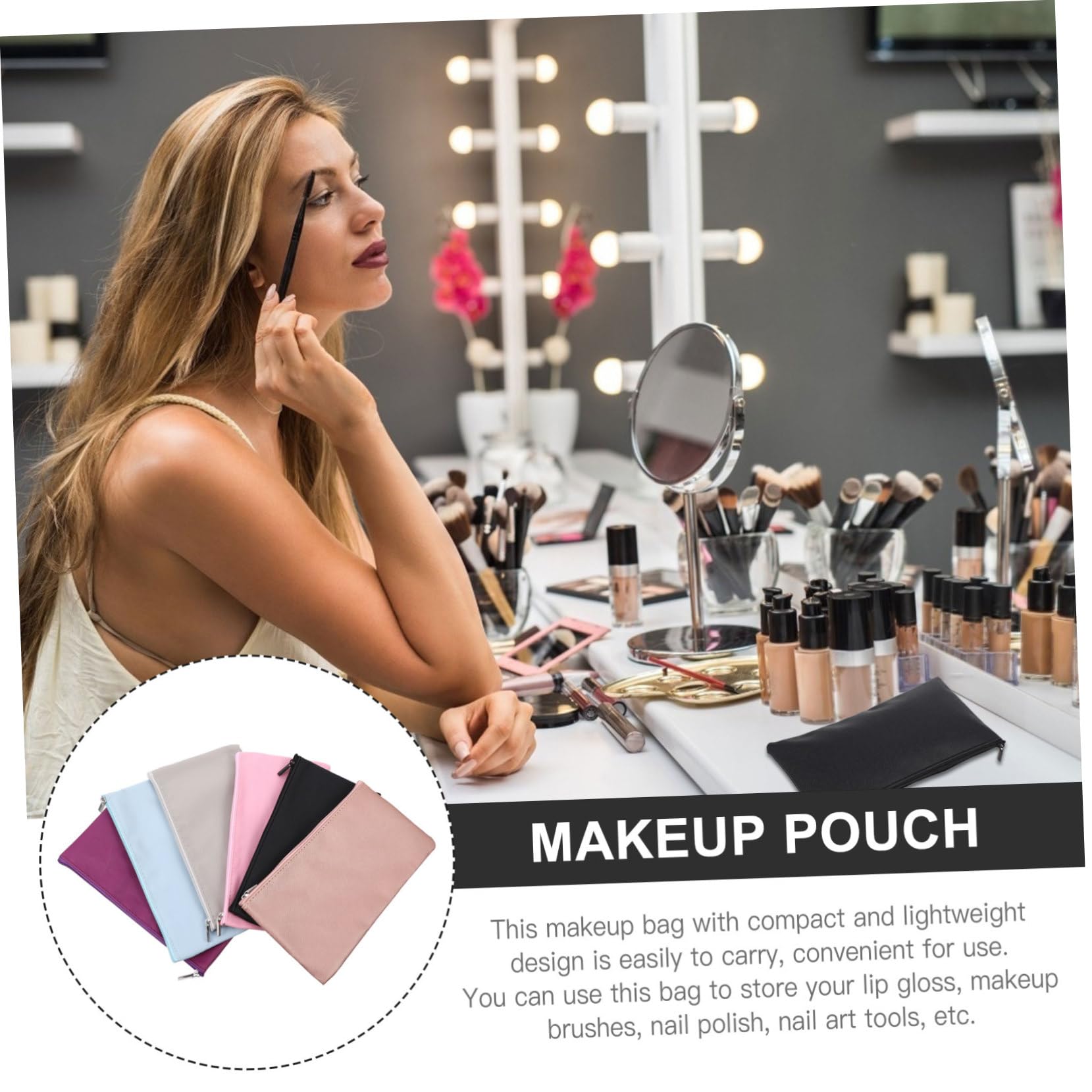 FOMIYES 6pcs Makeup Brush Storage Bag - Travel Makeup Organizer Pouch, Portable Cosmetic Bag for Brushes & Toiletries | Perfect for Travel, Gym, and Daily Use