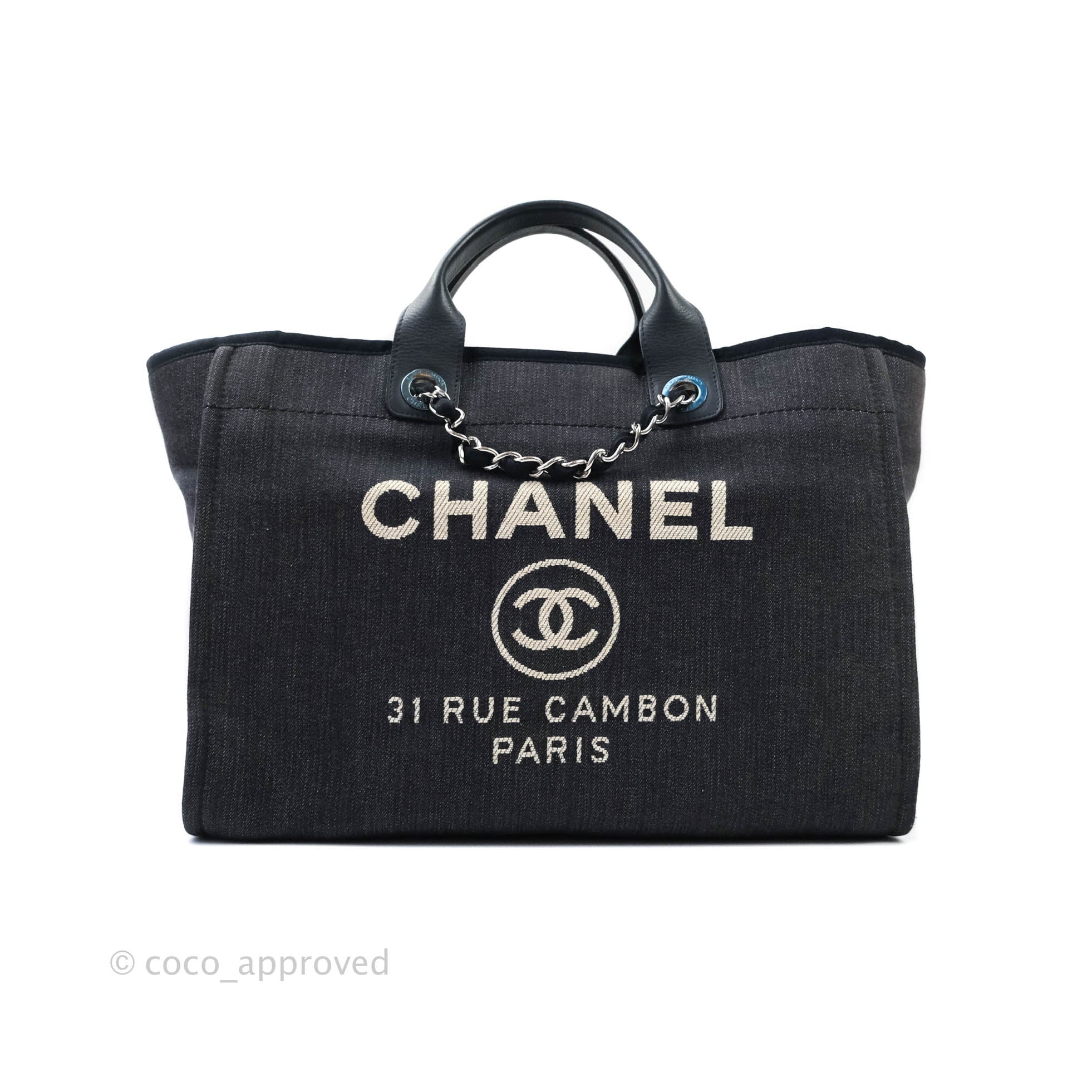 Chanel Large Deauville Tote Bag in Denim Canvas - Luxury Designer Handbag for Women, Perfect for Travel, Beach & Everyday Use