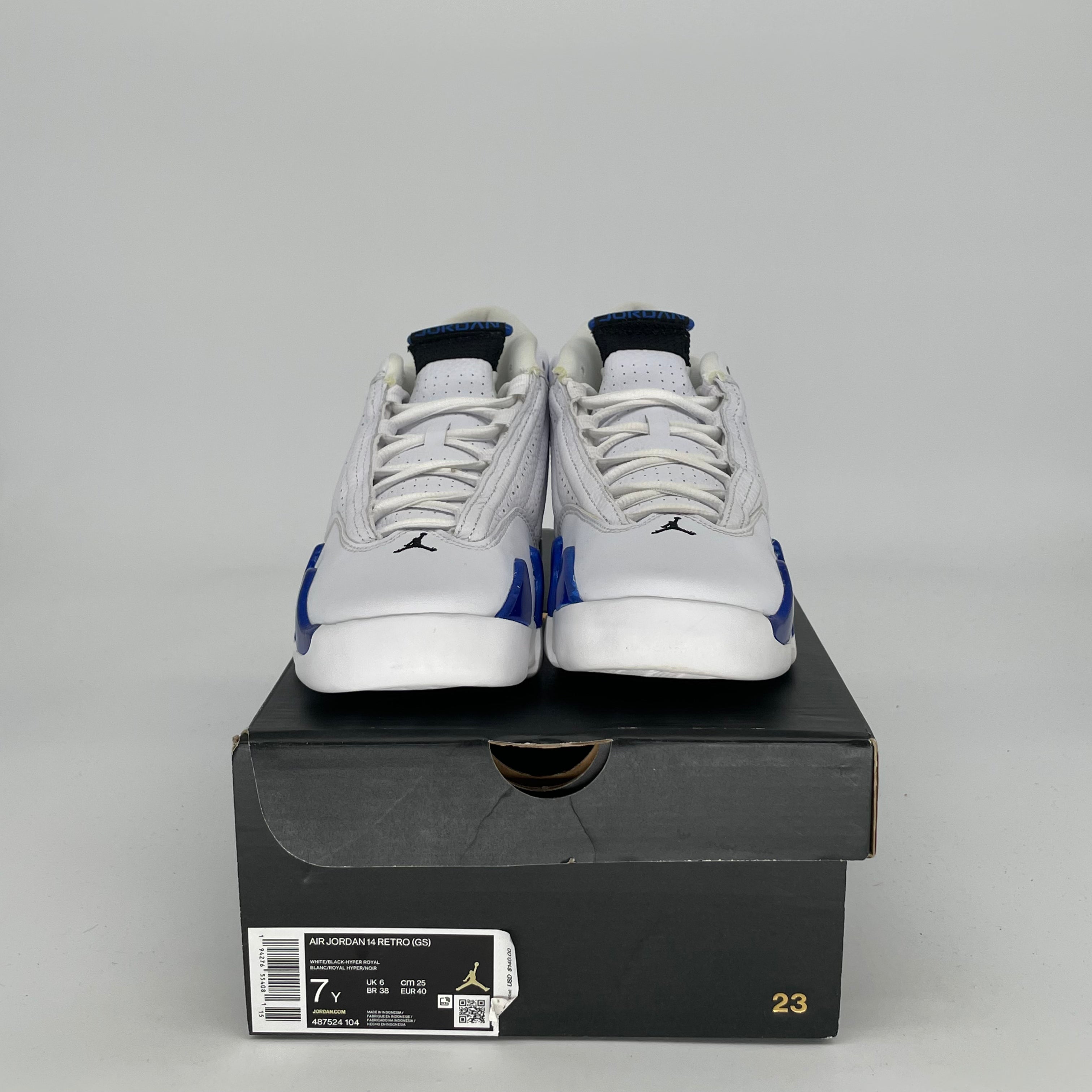 AIR JORDAN 14 Retro Basketball Shoes - White Hyper Royal - Men's Size 7/Women's Size 8.5 (487524-104) - Perfect for Streetwear & Court Performance