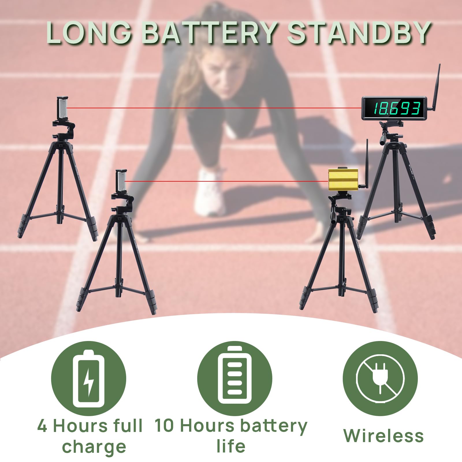 YZ Laser Sprint Timer System - High Stand Race Clock & Running Stopwatch for Lap, Speed Training, Track Field & Football | Perfect for Outdoor Sports, Training Drills & Athletic Performance Measurement