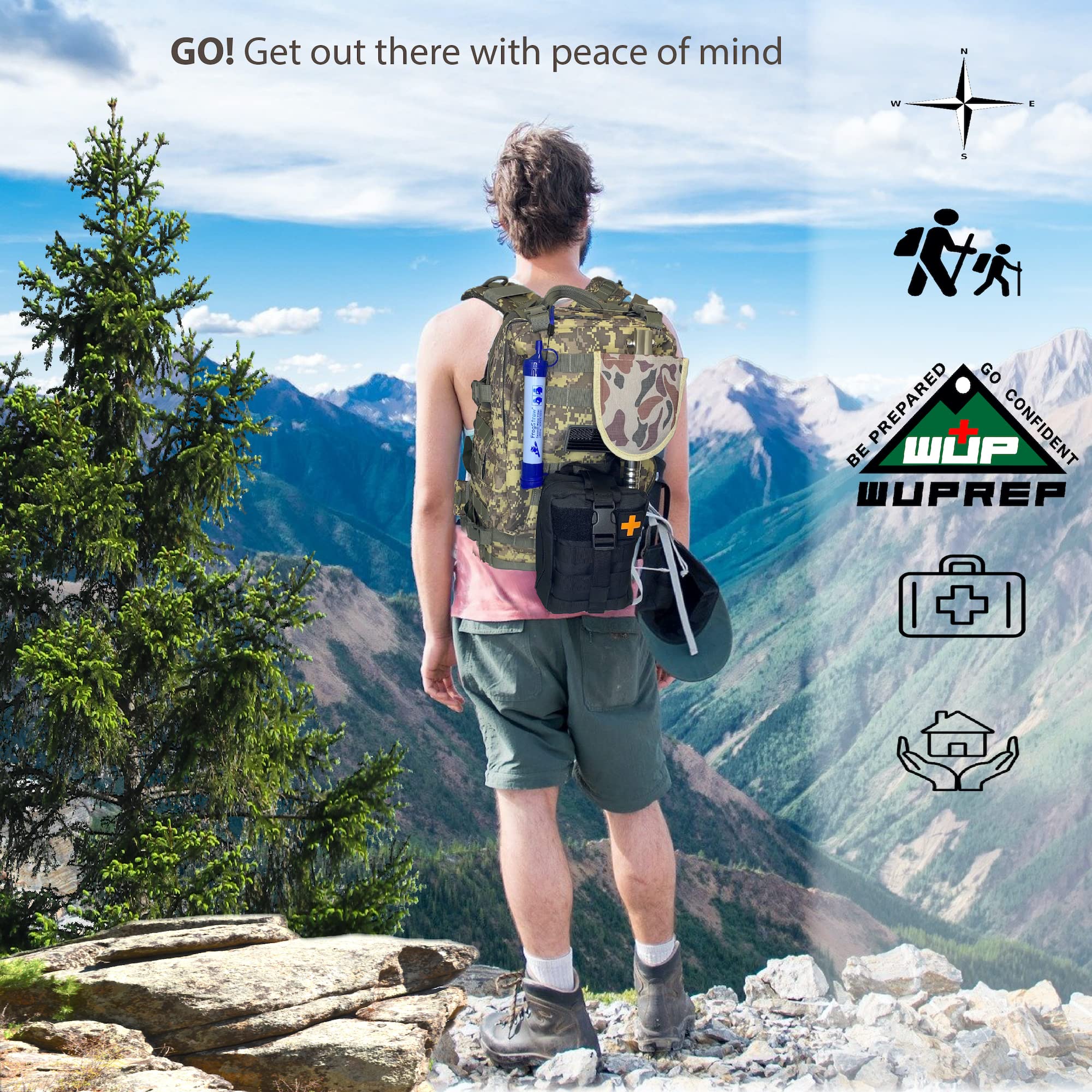 Emergency Survival First Aid Kit - Tactical Bug Out Bag for Camping, Hiking & Hunting | Perfect Gift for Men & Dad | Prepper Gear for RV, Travel, Car, Truck & Boat | Essential Outdoor Adventure & Disaster Preparedness Supplies