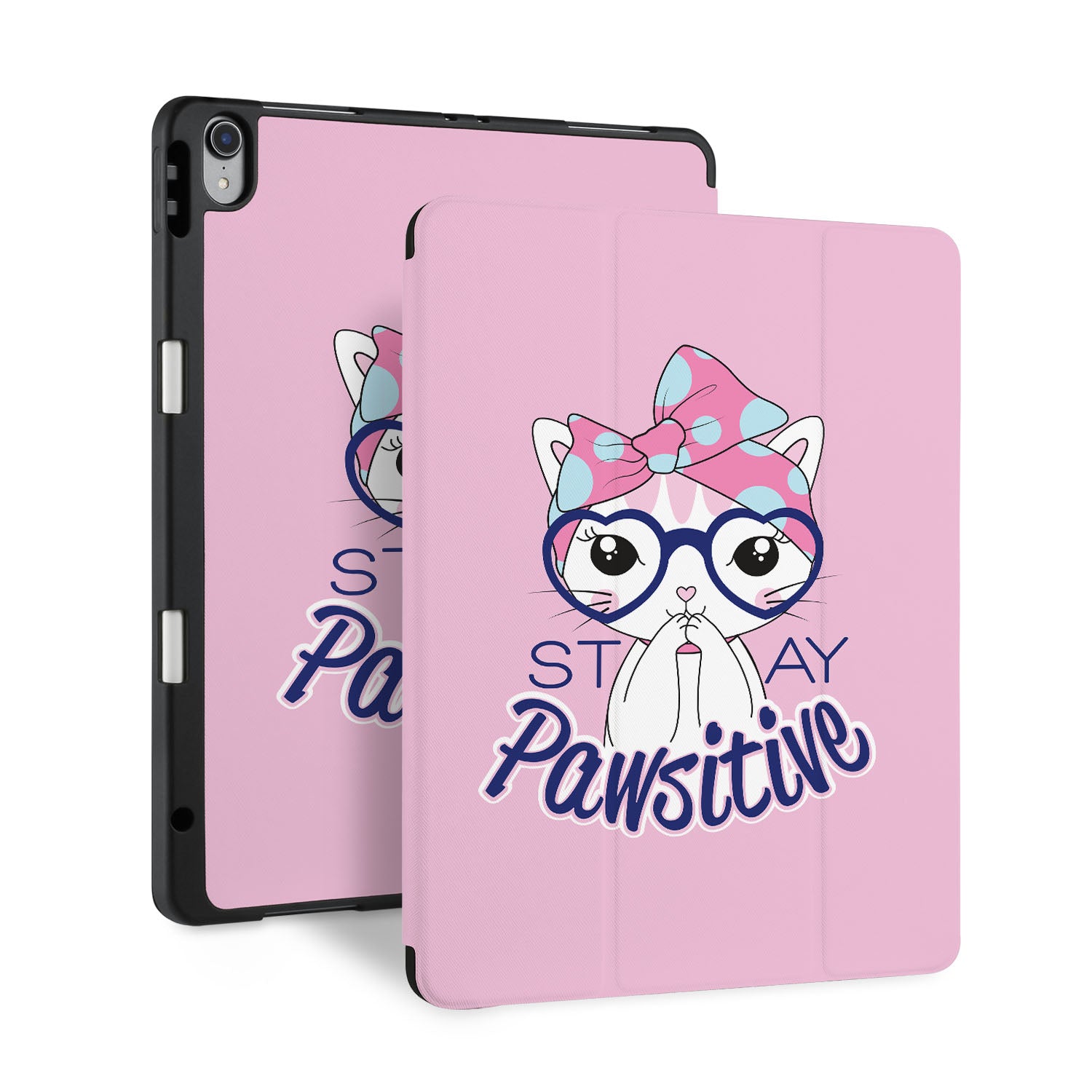 Premium iPad Trifold Case with Cute Cat Design - Slim Protective Cover for iPad Air/Pro (6th/5th/4th/3rd Gen) | Perfect for Work, School & Travel Accessories
