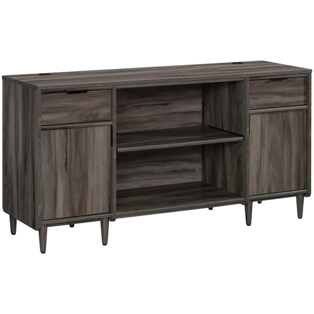 Sauder Clifford Place Office Storage Credenza - Jet Acacia Finish, Home Office Desk with File Drawers & Storage Cabinet for Workspace Organization