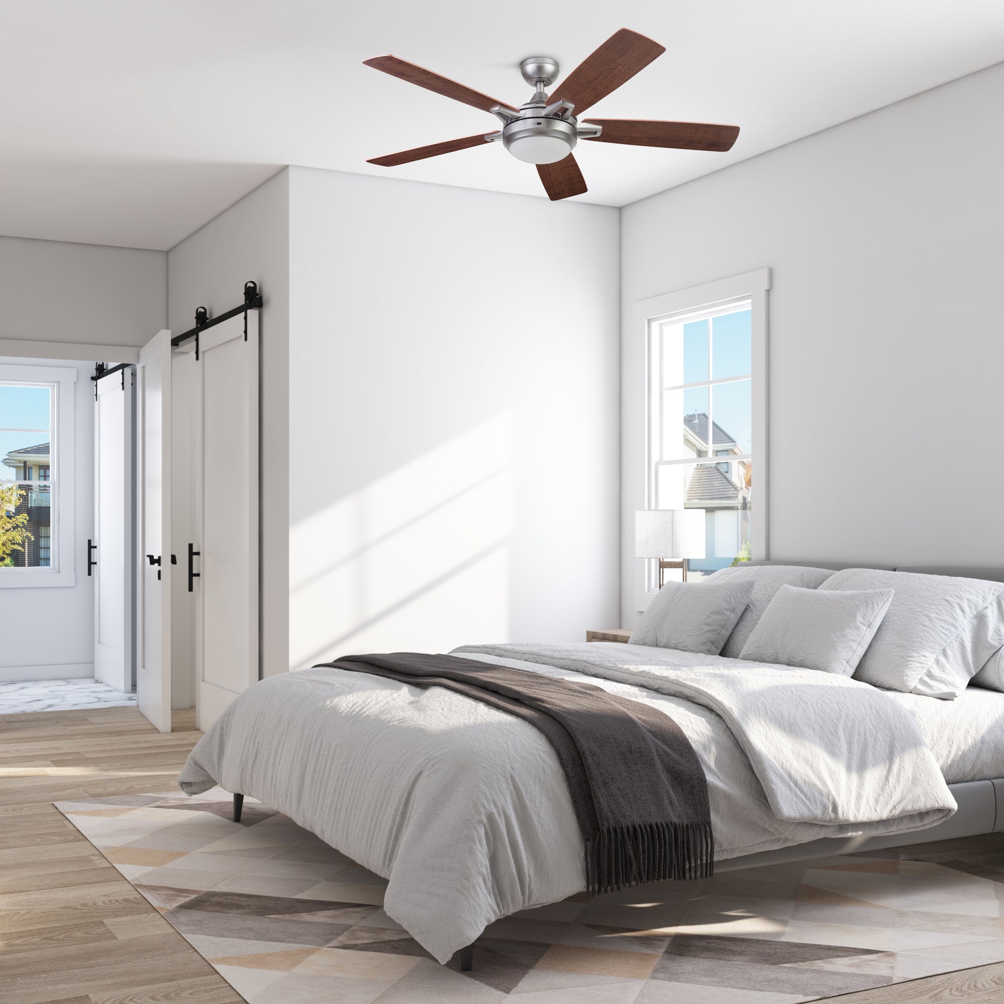 52 Inch Lorelai Smart Ceiling Fan with Remote Control - Silver Finish - Perfect for Living Room, Bedroom & Office Cooling and Air Circulation