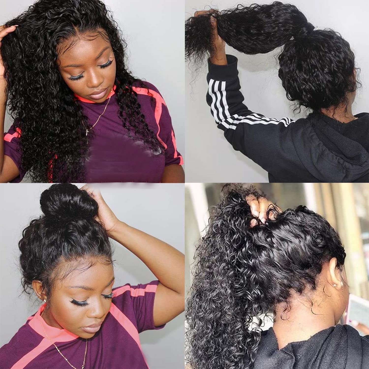 360 Lace Front Human Hair Wig - Deep Wave Brazilian Virgin Hair for Black Women | Glueless 360 Lace Frontal Wig with Pre-Plucked Hairline & Baby Hair | Natural Black 22 Inch | Perfect for Daily Wear, Parties & Special Occasions