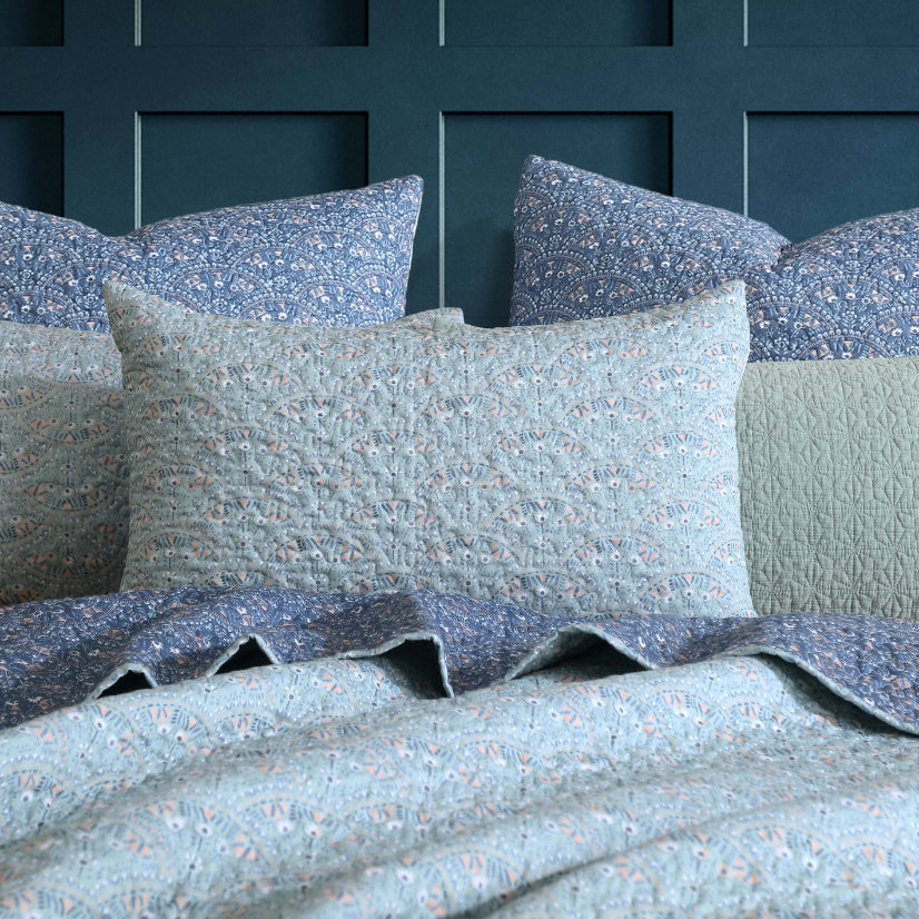Logan & Mason Hazel Indigo Quilted Coverlet Set - Queen Size Bedding with Matching Shams - Perfect for Cozy Bedrooms & Guest Room Decor