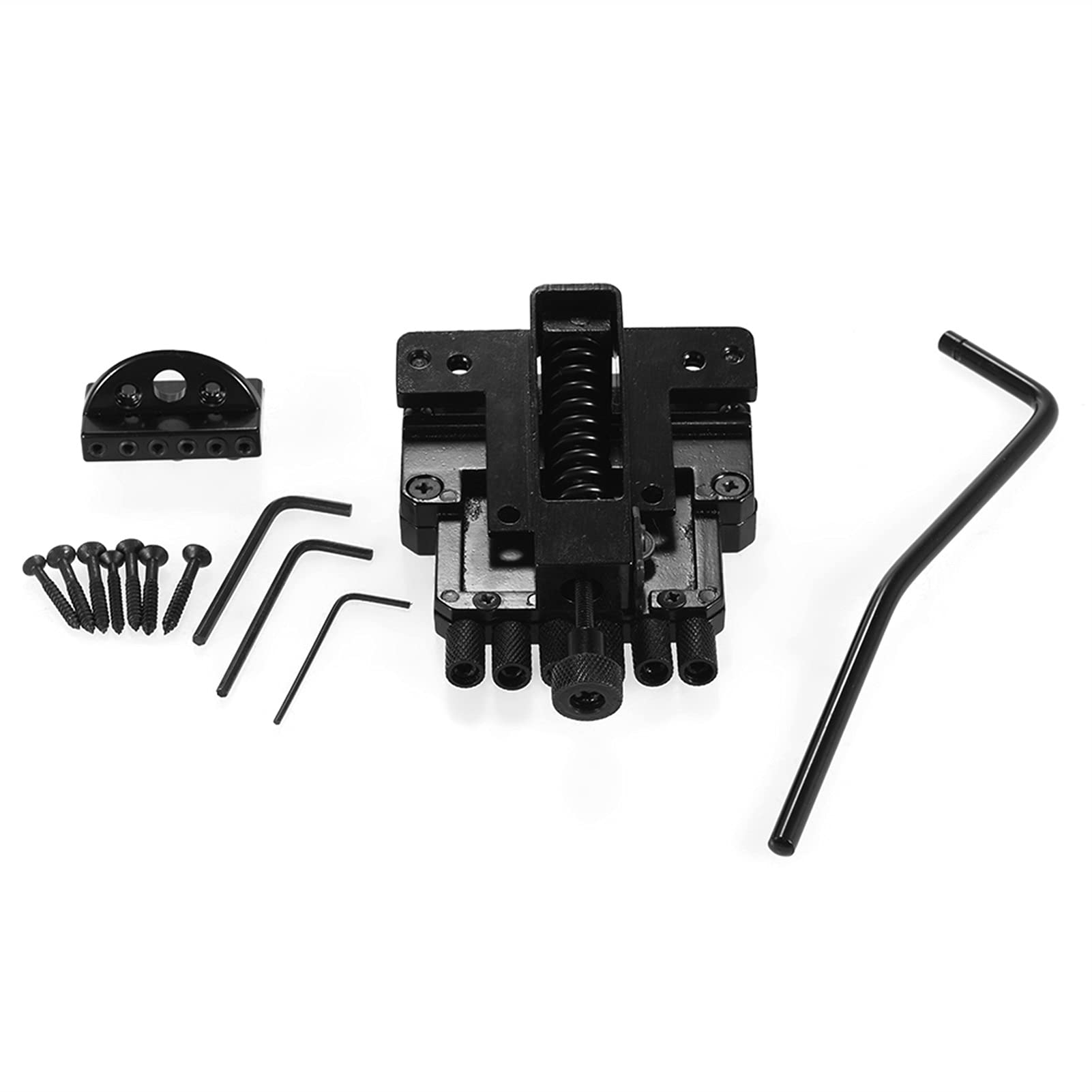 6-String Electric Guitar Bridge Saddle & Tremolo Tailpiece System - Black Headless Guitar Replacement Part | Perfect for DIY Guitar Repair, Upgrades & Professional Performances