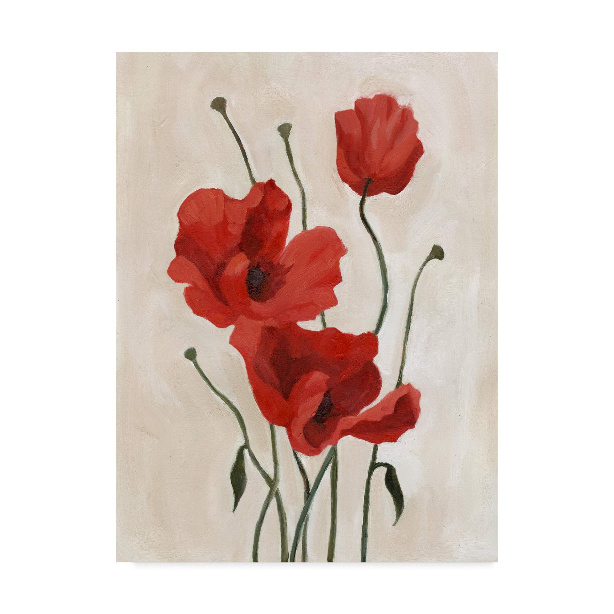 Emma Scarvey Poppy Bouquet II Fine Art Print - 18x24 Wall Decor for Living Room, Bedroom & Office - Floral Canvas Painting for Home & Gifts
