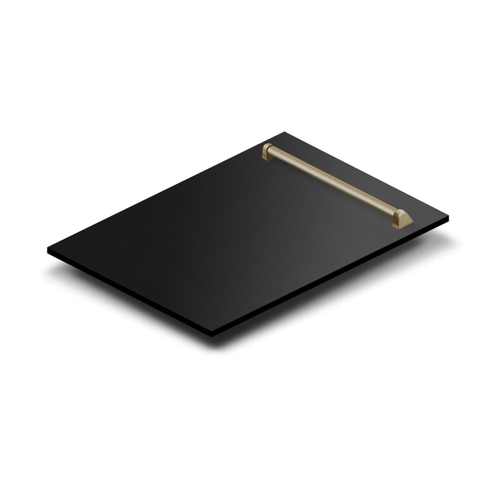 ZLINE Autograph Edition 18-Inch Compact Dishwasher with 3rd Rack - Black Stainless Steel & Champagne Bronze Handle, 51dBA (DWVZ BS 18 CB) | Space-Saving Solution for Small Kitchens, Apartments & RVs