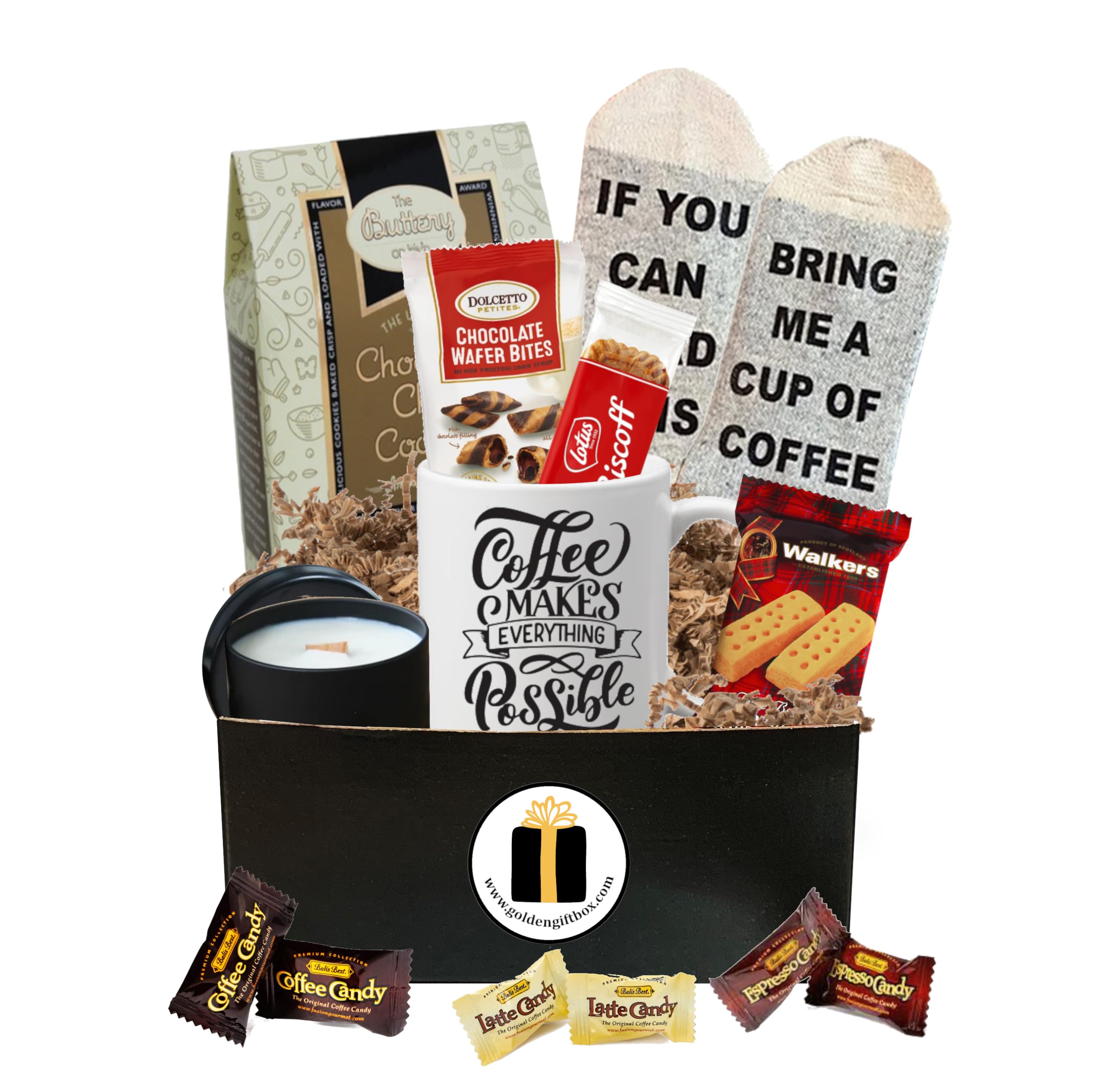 **Premium Coffee Gift Basket Set - Bistro Coffee Mug, Cozy Socks & Gourmet Coffee Snacks - Perfect Coffee Lover Gifts for Men & Women - Ideal for Holidays, Birthdays & Office Gifts**