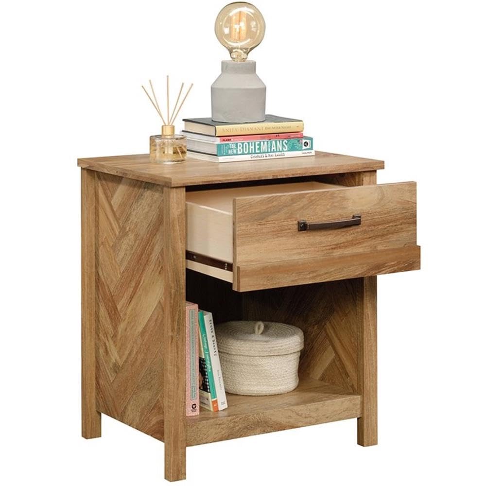 Premium Wooden Nightstand Set of 2 - Modern Mango Brown Bedside Table with Storage Shelf | Perfect for Bedroom, Living Room, or Office Organization