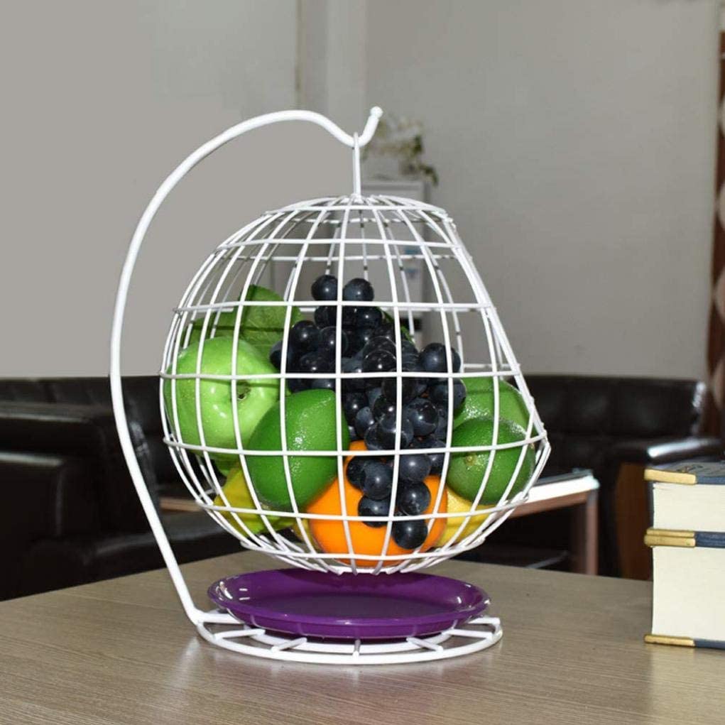 Stainless Steel Fruit Bowl - Modern Wire Fruit Basket with Stand for Kitchen Counter, Dining Table - Perfect for Displaying Fruits, Snacks, Cakes - White Metal Fruit Storage Rack for Home & Office Use