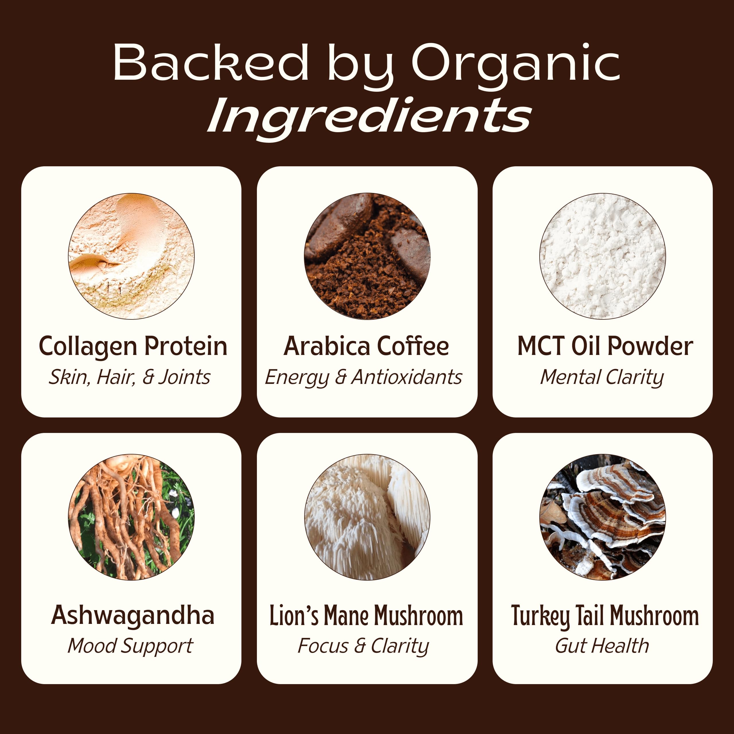 Organic JIBBY Mushroom Coffee with Collagen & MCT Oil - Superfood Energy Boost for Focus & Digestion - Perfect for Busy Mornings & Workouts
