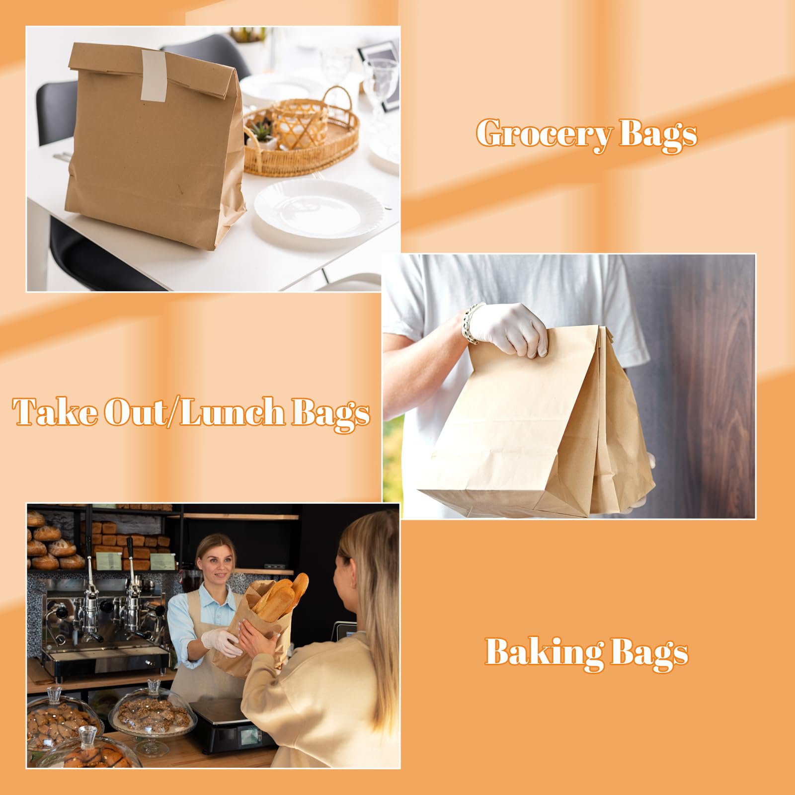 60 Pcs Large Brown Paper Grocery Bags 13x9.8x5.5 Inch - Eco-Friendly Bulk Paper Sacks for Gift Packaging, Shopping & Retail Use - Perfect for Parties, Weddings, Grocery Stores & Farmers Markets