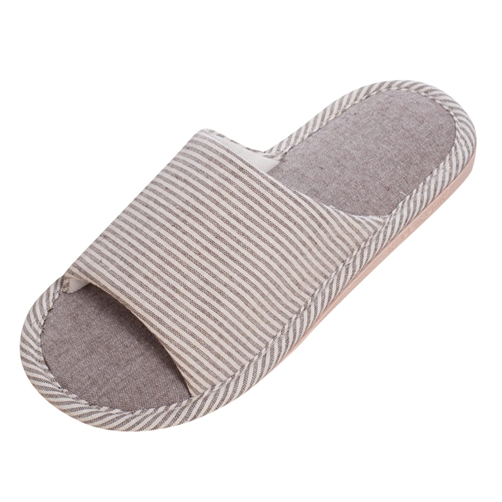 Comfortable Unisex Linen Slippers for Women & Men - Breathable Indoor House Shoes - Size 10.5 - Perfect for Home, Spa, and Relaxation