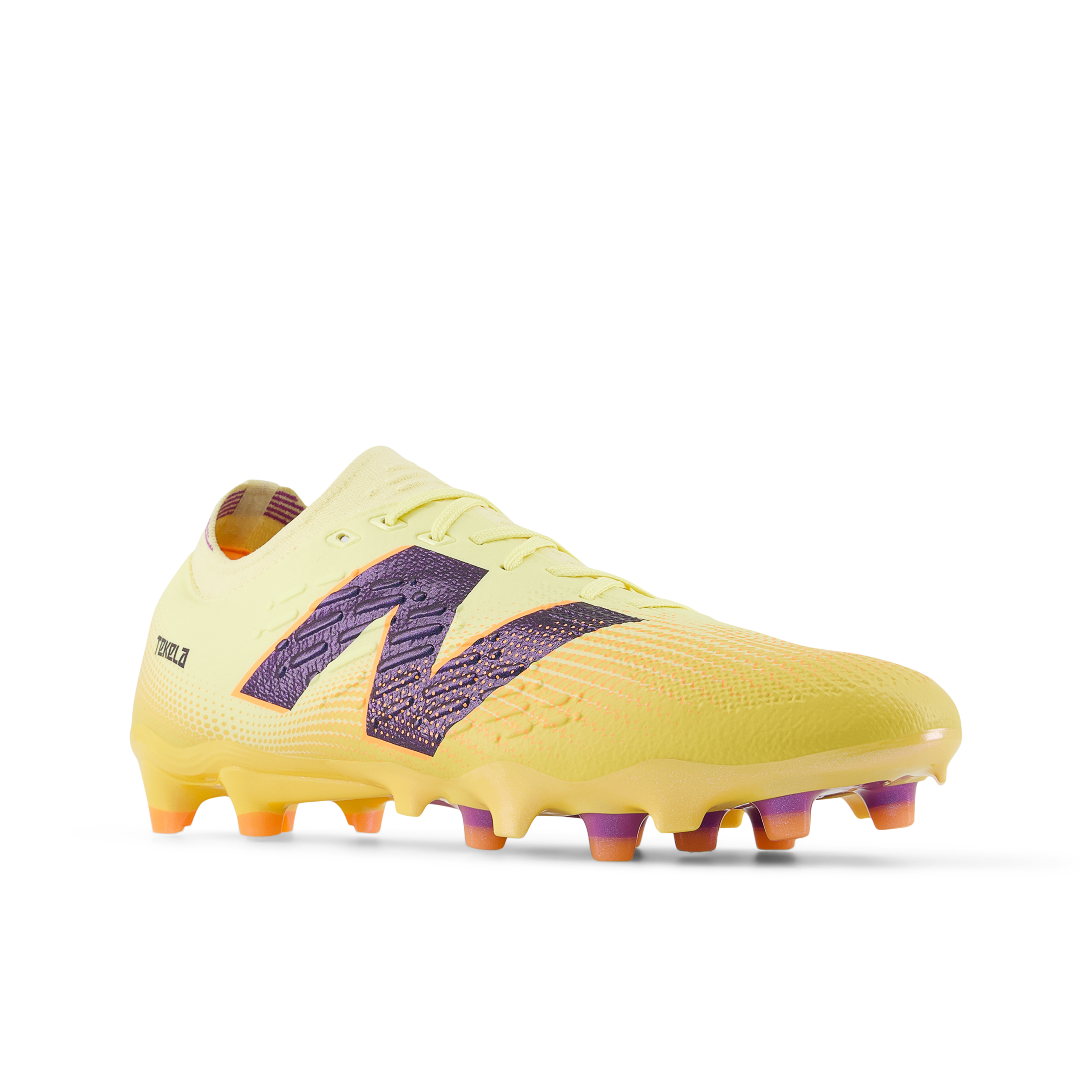 New Balance Tekela Pro Low Laced V4+ FG Soccer Cleats for Men - Lightweight Football Boots with Enhanced Grip (Parchment/Clementine/Passion Fruit) - Perfect for Turf Matches & Training Sessions