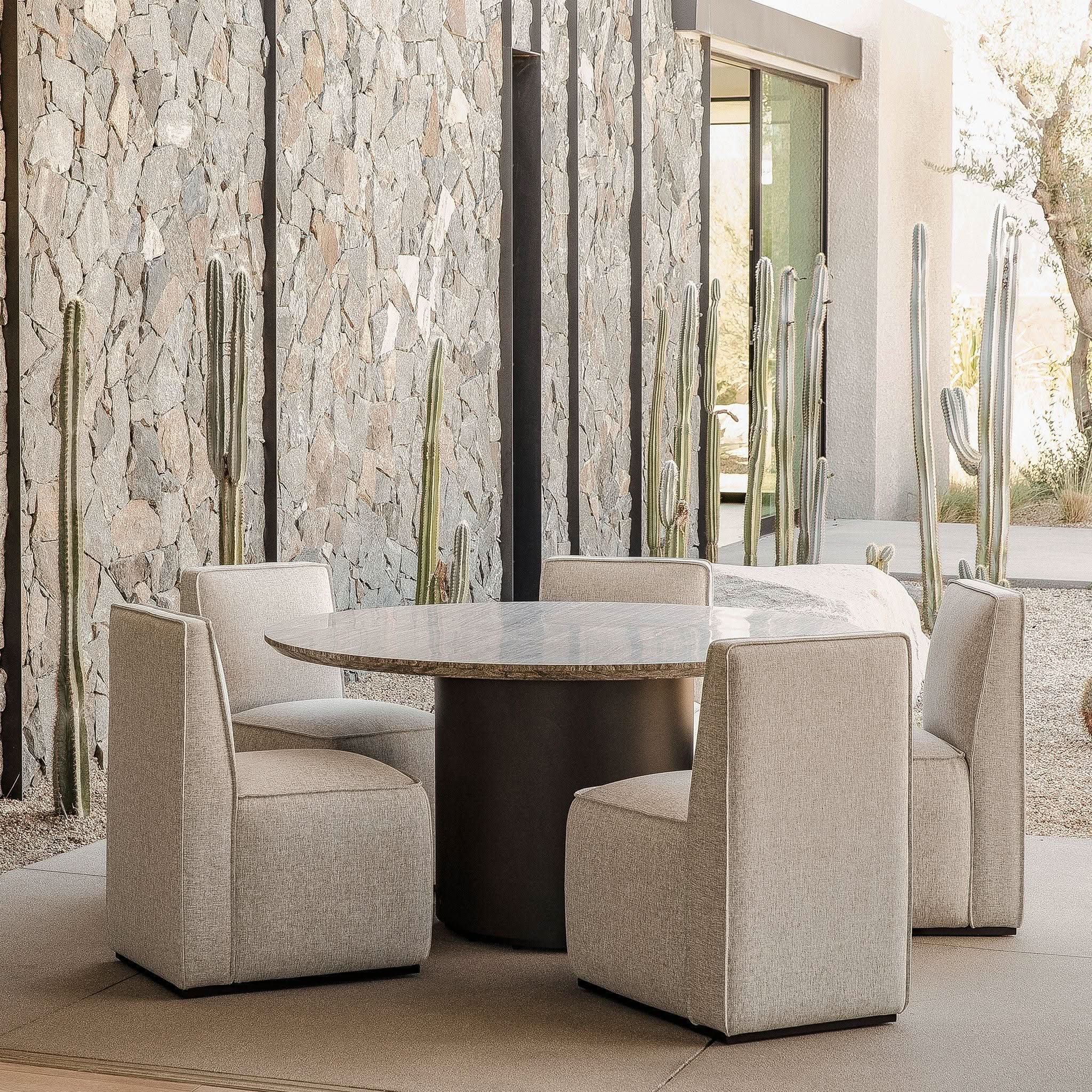 Santorini Outdoor Stone Round Dining Table 60