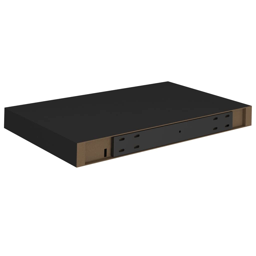 Modern Floating Wall Shelves Set of 4 - Black MDF Decorative Ledges 15.7
