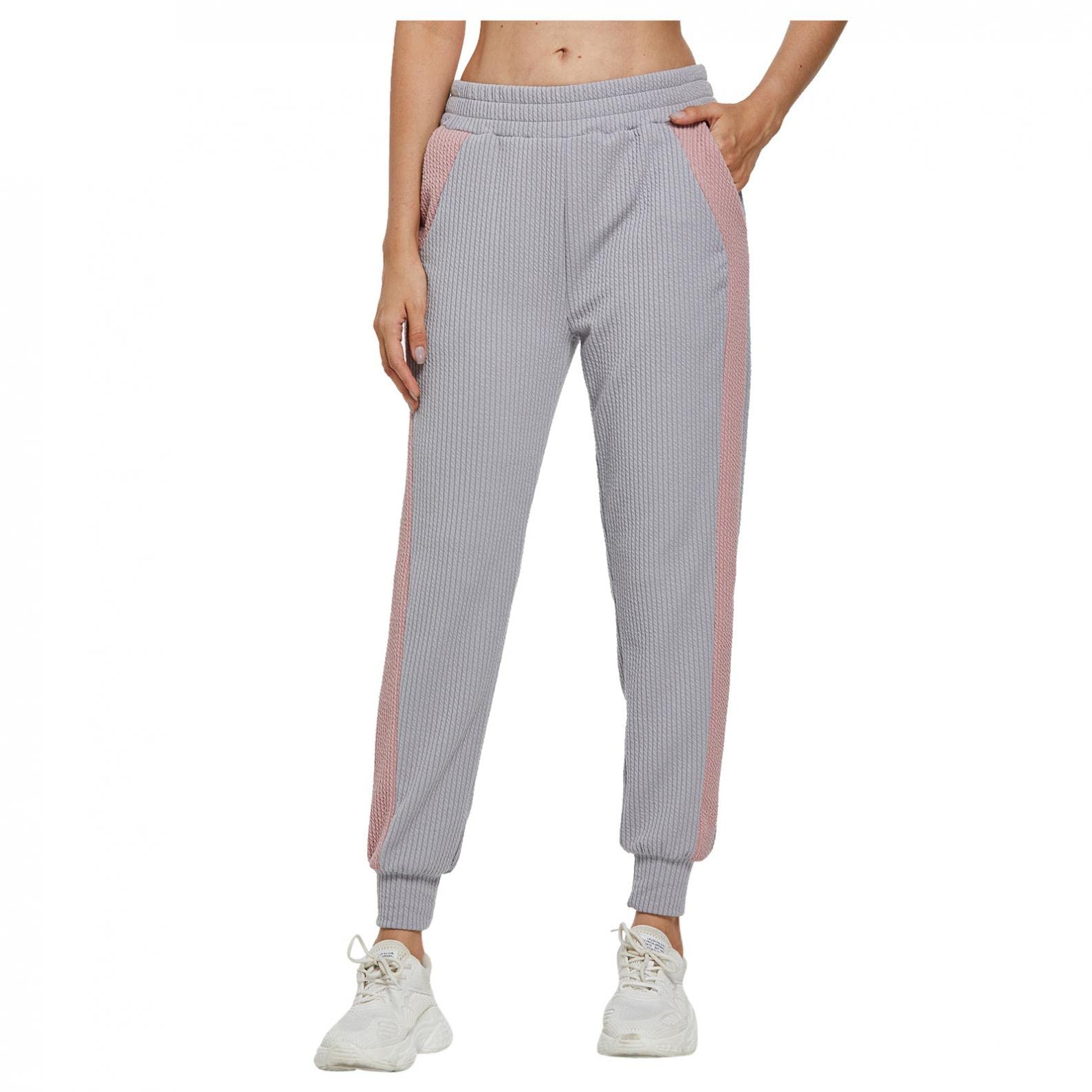 IGETELY Women's Large Petite Breathable Cotton Sweatpants - Straight Leg Casual Trousers with Pockets for Workout & Jogging | Gray | Perfect for Yoga, Gym, Running and Lounge Wear