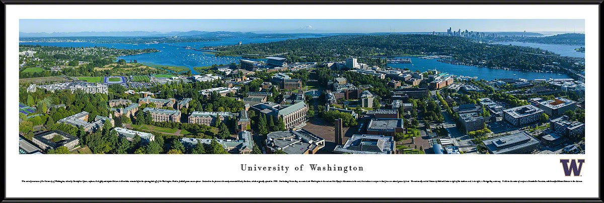 Washington Campus Aerial View - Premium Blakeway Panoramas College Sports Wall Art Poster - Perfect for Dorm Rooms, Game Day Decor & Alumni Gifts