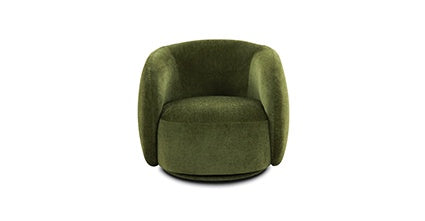 Modern Poole Swivel Lounge Chair - 360 Degree Rotating Accent Chair for Living Room, Bedroom, Office - Comfortable Upholstered Fabric Recliner with Sturdy Metal Base - Perfect for Relaxing, Reading & Lounging