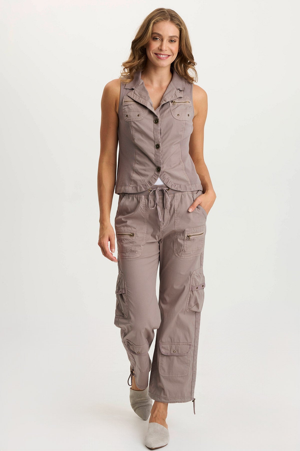 Shelton Men's Poplin & Ribbed Zipper Pocket Vest - Lightweight Casual Layering Piece for Work, Outdoor & Travel