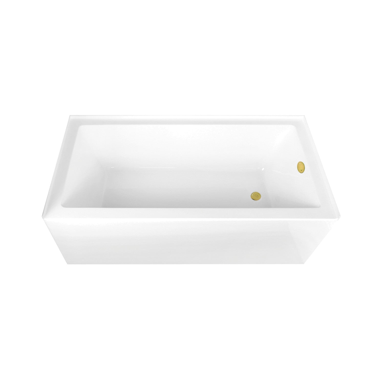 Aqua Eden 66 Inch Acrylic Rectangular 3-Wall Alcove Bathtub Combo with Waste & Overflow Drain - Glossy White/Polished Brass (Right Hand Drain) | Freestanding Soaking Tub for Modern Bathrooms, Spa-Like Relaxation at Home
