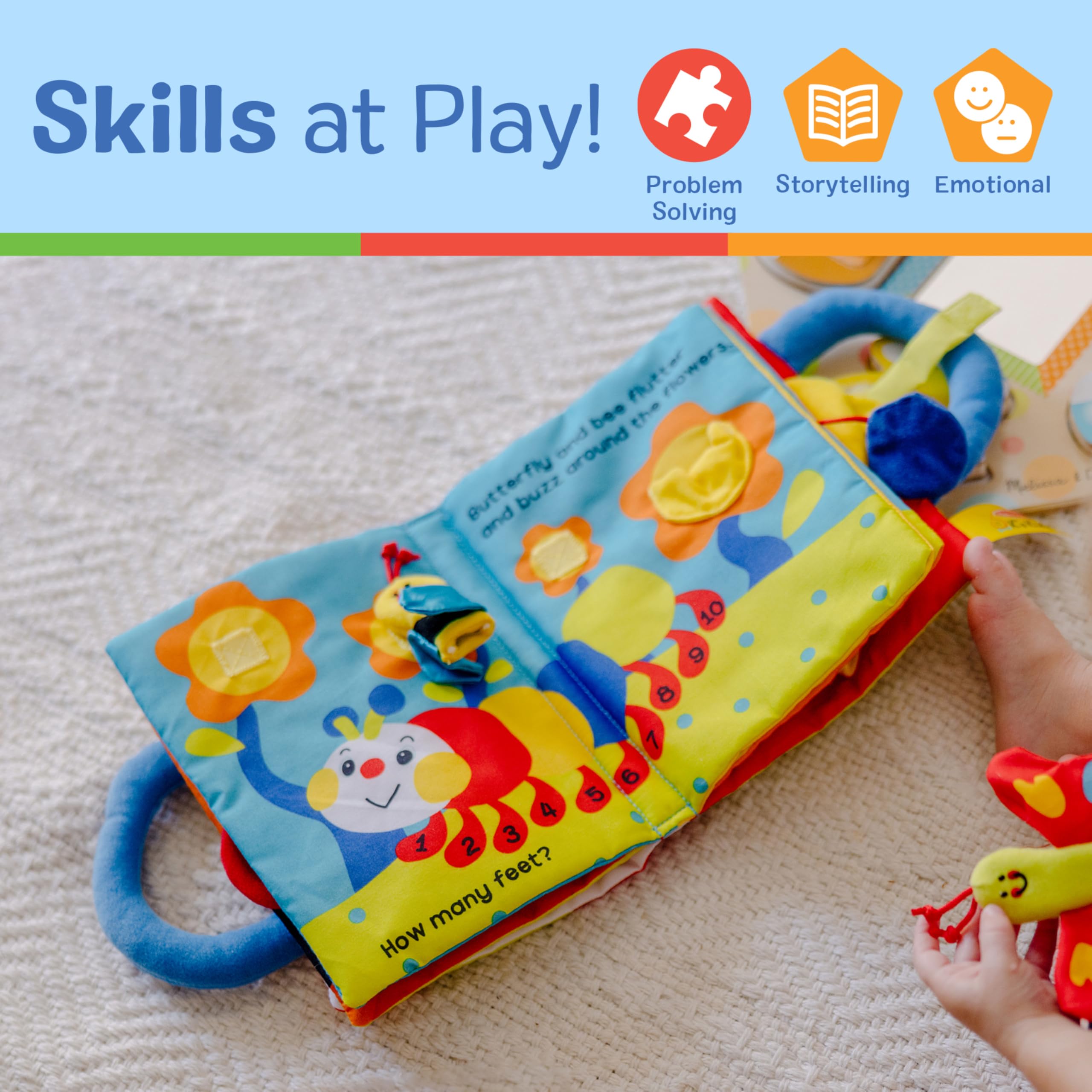 Melissa & Doug My First Activity Book - 8-Page Soft Cloth Book for Babies & Toddlers | Early Learning Developmental Toy | Sensory Play, Teething Relief & Interactive Playtime for Infants