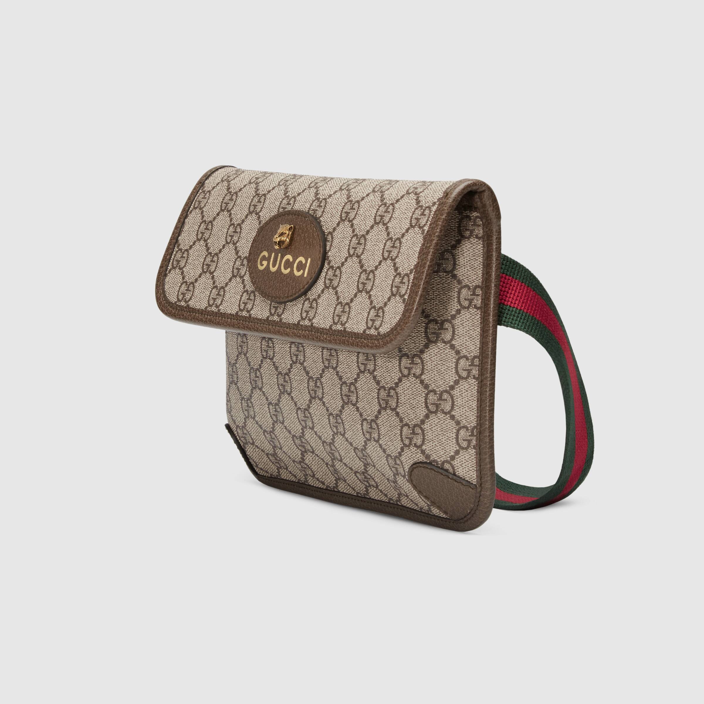 Gucci GG Supreme Belt Bag with Brown Trims - Stylish Crossbody Bag for Women, Perfect for Travel, Shopping & Everyday Use