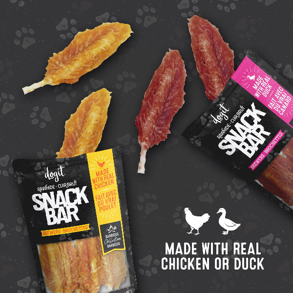 Premium Dogit Snack Bar Duck & Beefhide Skewers - Natural Dog Chew Treats for Small & Large Breeds - High Protein Dental Chews for Puppies & Adult Dogs - Perfect for Training Rewards, Teething Relief & Anxiety Relief