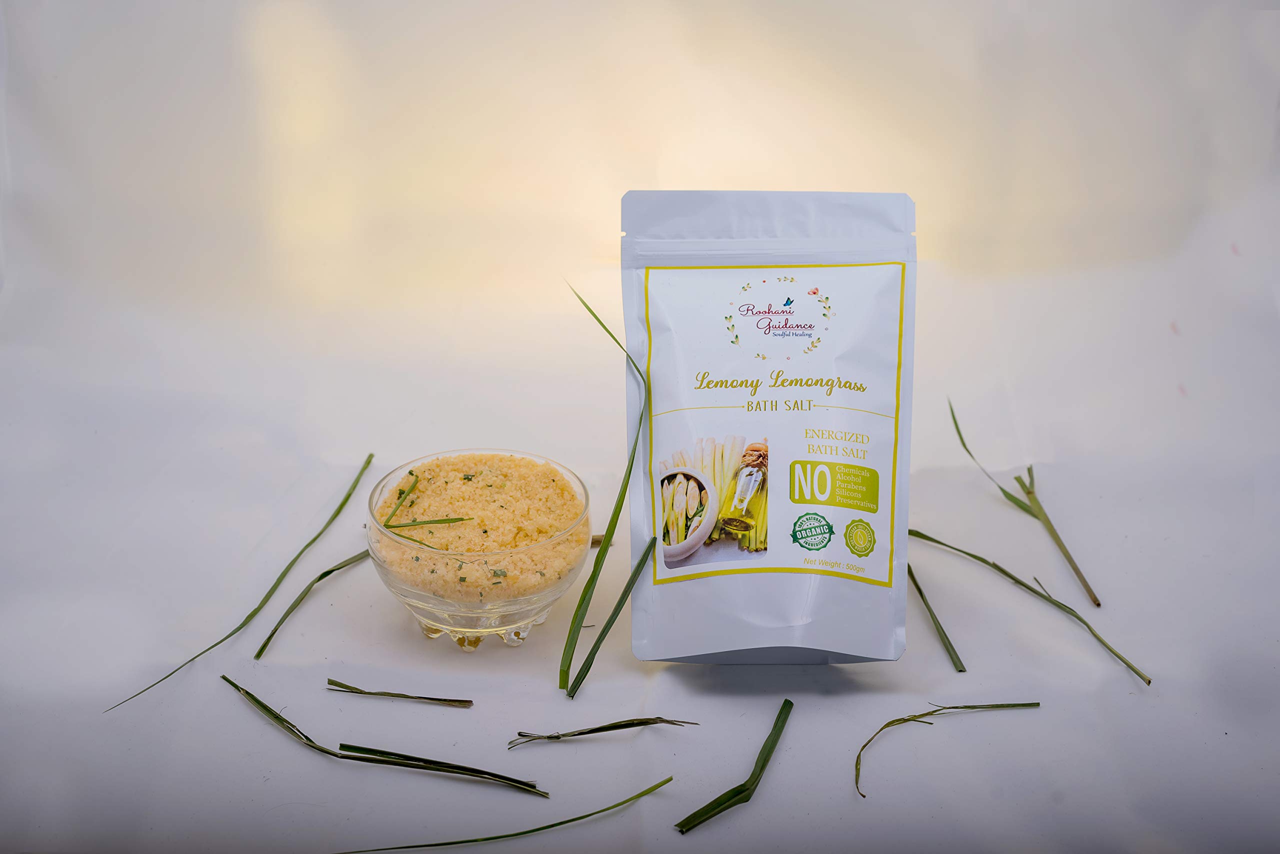 Organic Lemongrass Bath Salt for Relaxation & Stress Relief - Aromatherapy Spa Treatment for Home Self-Care & Gift Ideas