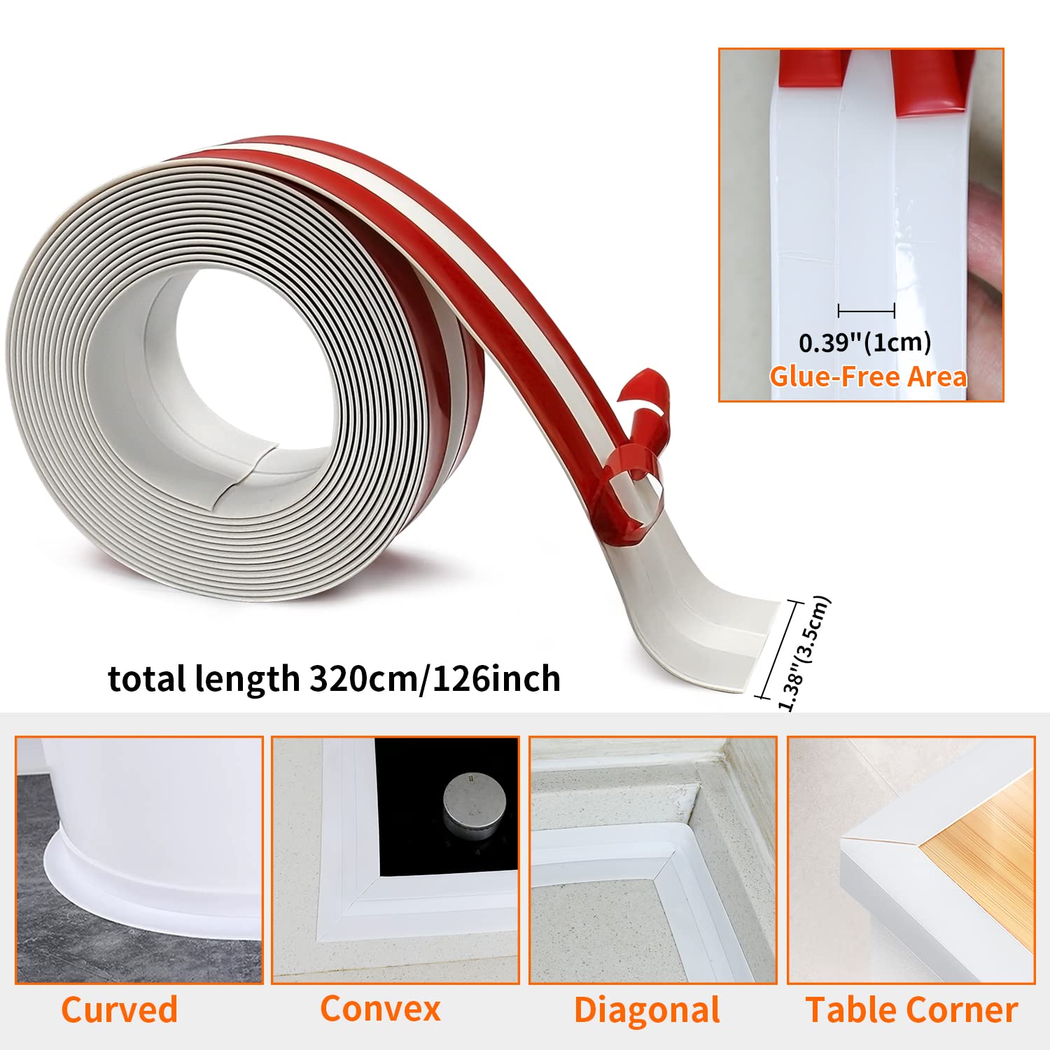 Self-Adhesive Caulk Tape for Bathroom & Kitchen - Waterproof Seal Strip for Toilet Base, Tub Surround & Countertop - Easy Installation for Leak Protection & Mold Prevention - Perfect for Home Renovation & DIY Projects