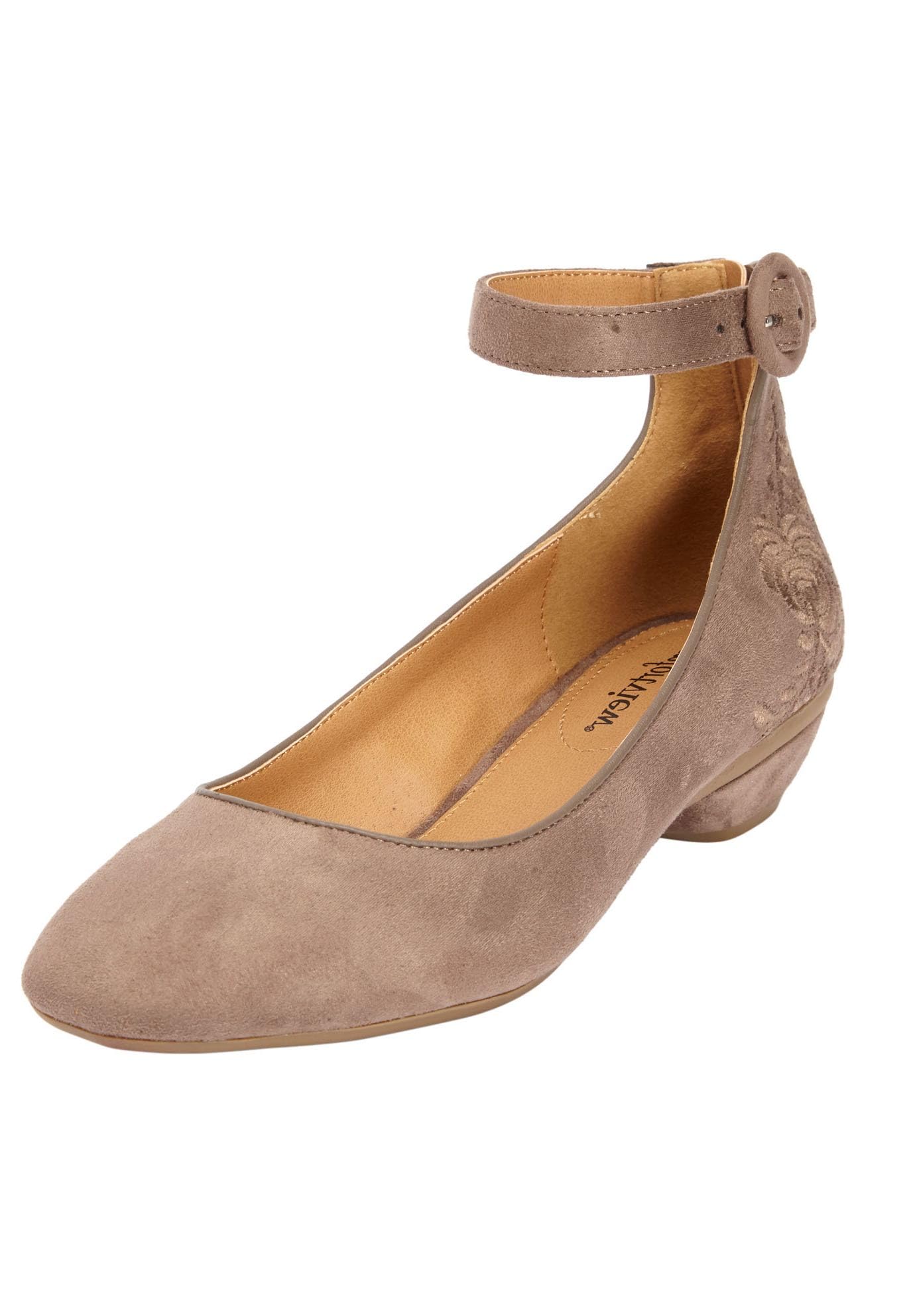 Comfortview Women's Wide Width The Pixie Pump - Comfortable Low Heel Dress Shoes for Work, Office & Formal Occasions