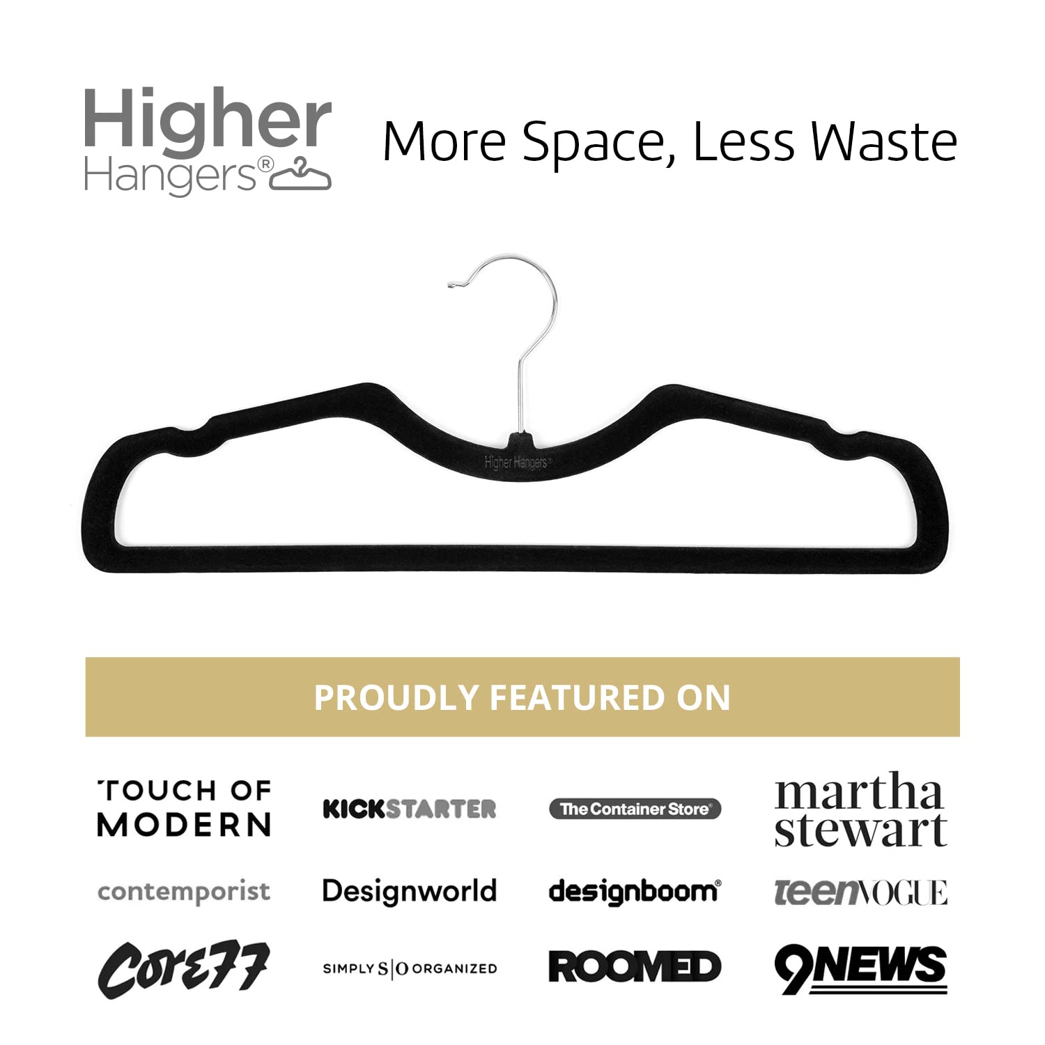 Higher Hangers Slimline Velvet Non-Slip Clothes Hangers - Space Saving Heavy Duty Closet Organizer for College Dorms, Homes & Small Spaces | Perfect for Organizing Shirts, Pants & Coats