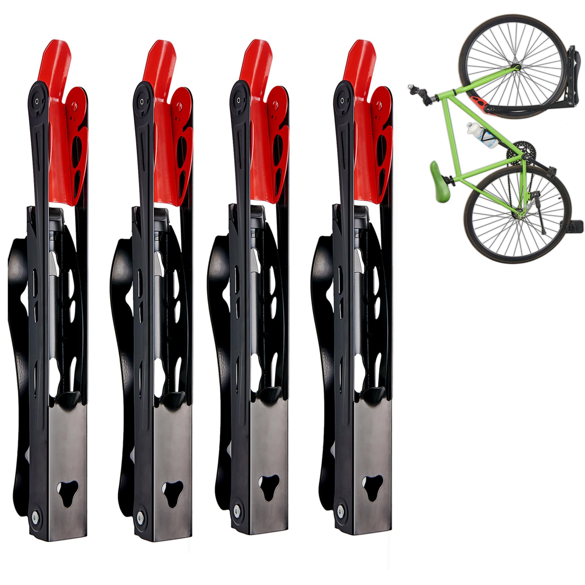 Wallmaster BIKEPAL Swivel Bike Rack - Heavy Duty Wall Mounted Bicycle Storage System for Home & Garage (4 Pack) | Space Saving Solution for Indoor Cycling Equipment Organization