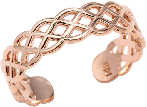 14K Rose Gold Adjustable Pink Weave Toe Ring for Women - Elegant Foot Jewelry for Beach, Summer & Pedicure Occasions