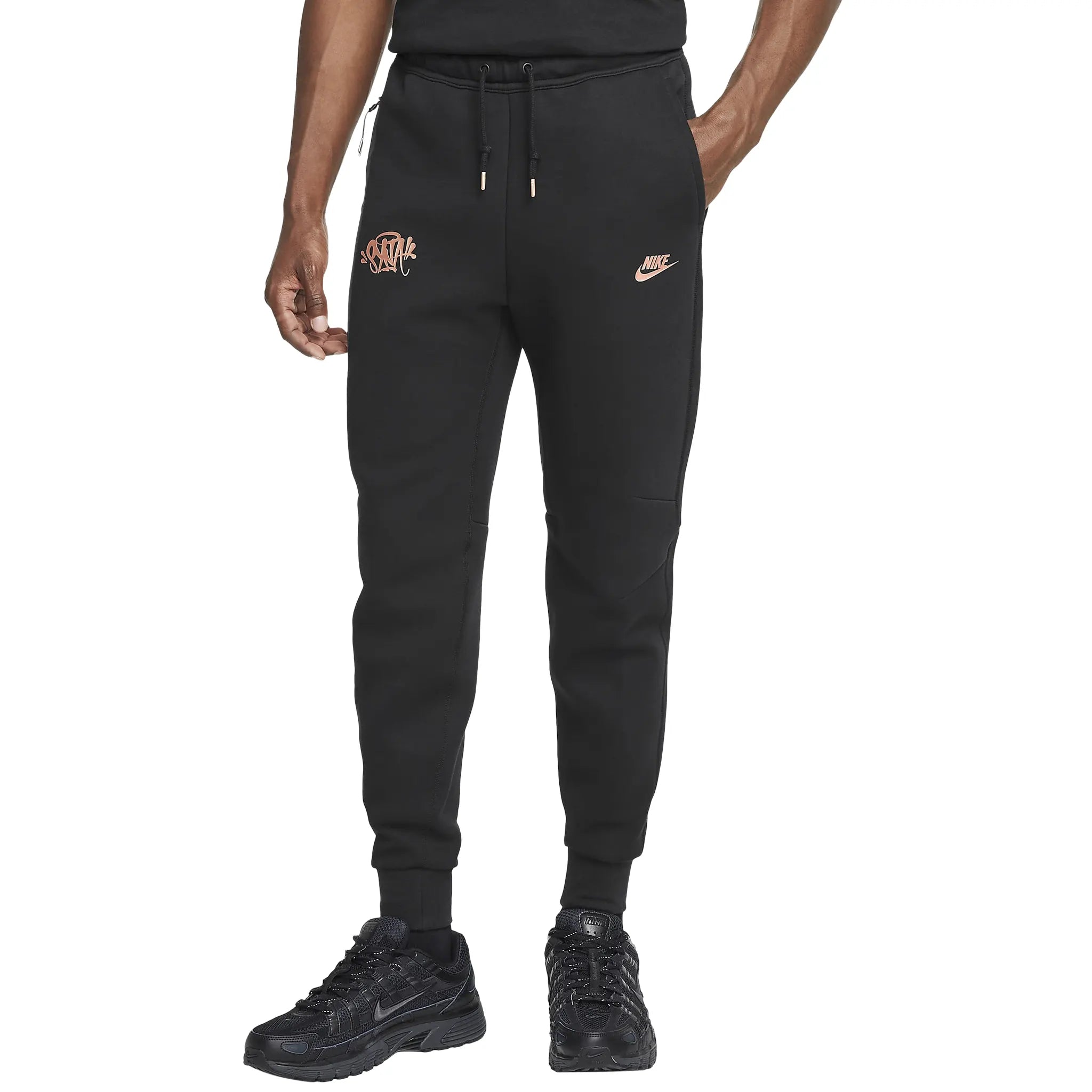 Syna World x Nike Central Cee Tech Fleece Black Sweatpants for Men - Comfortable Joggers with Pockets for Running, Gym & Streetwear Fashion