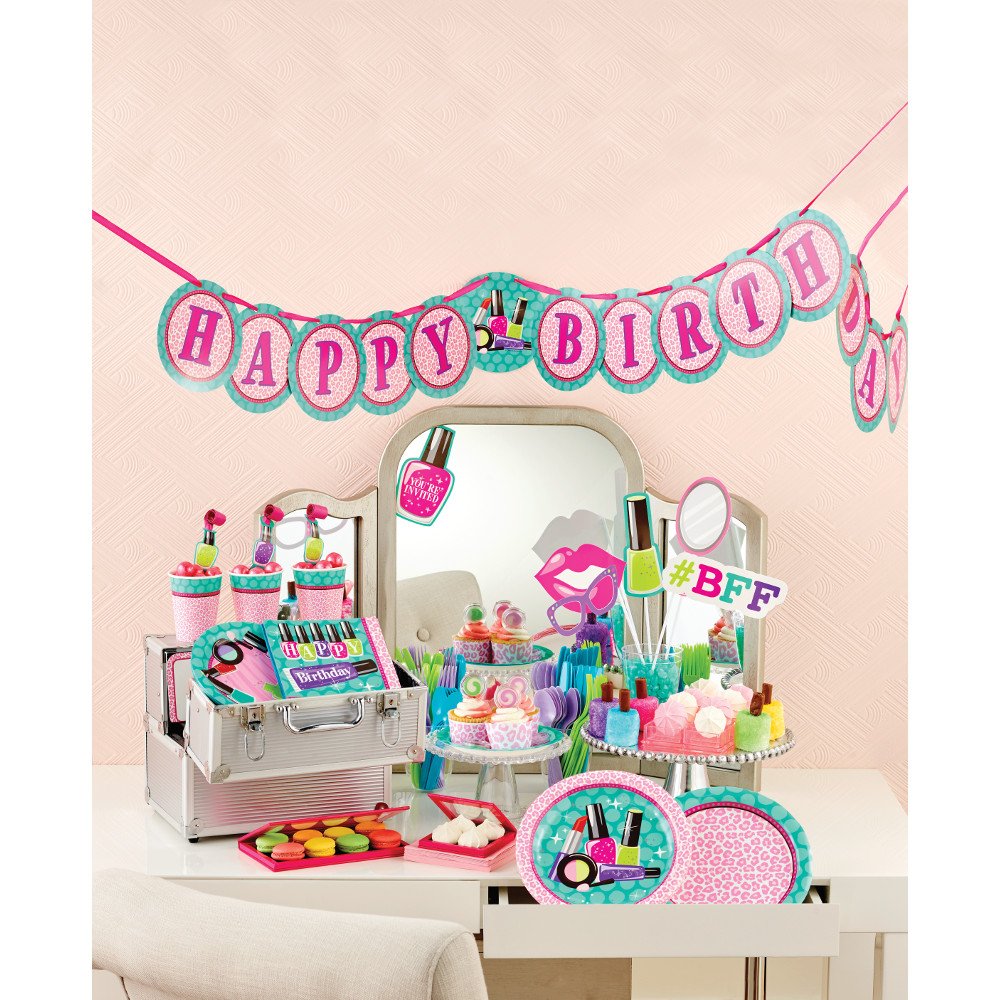 Creative Converting Spa Birthday Party Supplies Kit - Relaxing DIY Spa Theme Decorations for Girls, Teens & Women - Perfect for Birthday Parties, Bridal Showers & Girls Night Out