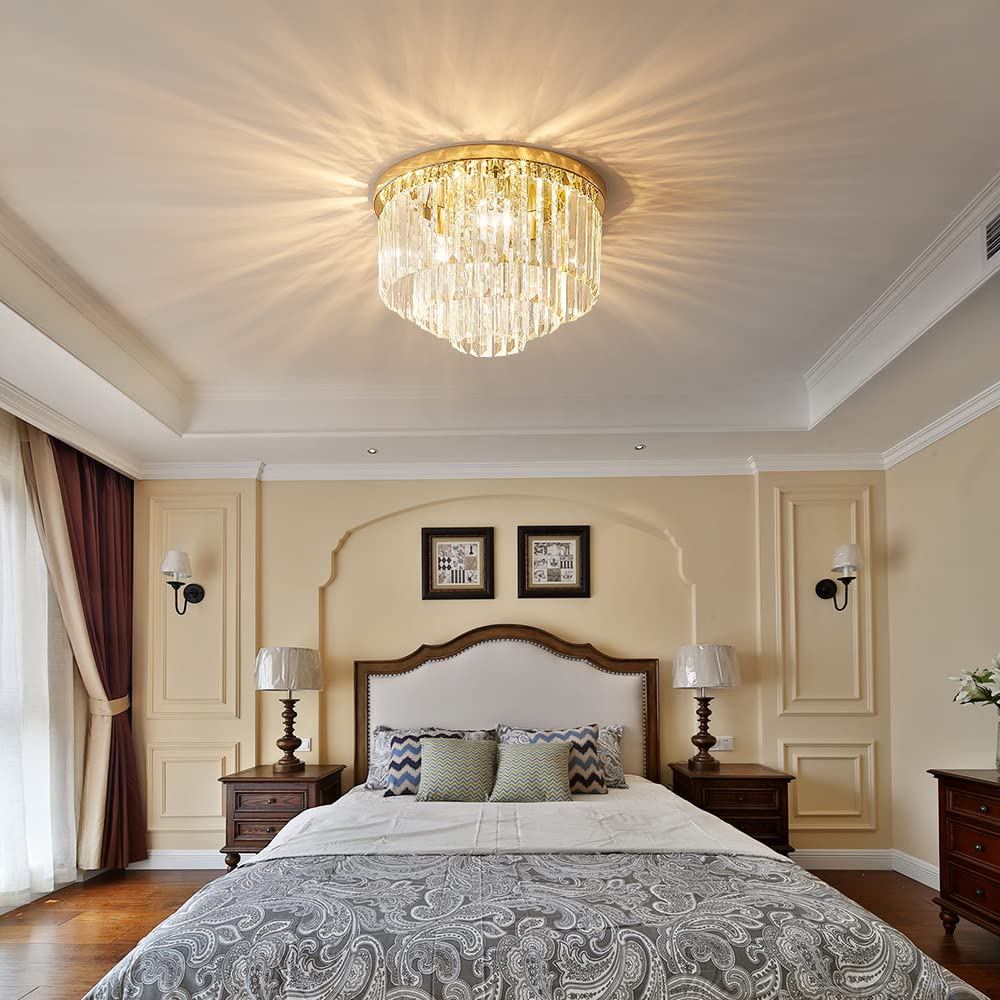 Modern French Gold Crystal Chandelier Ceiling Light - 16